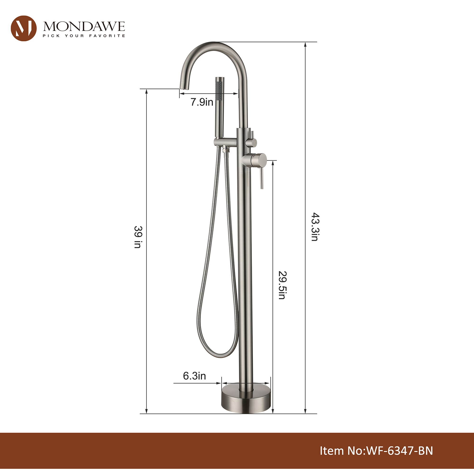 Mondawe AM-S123C-CH Roman-Tub-Faucets - View #12
