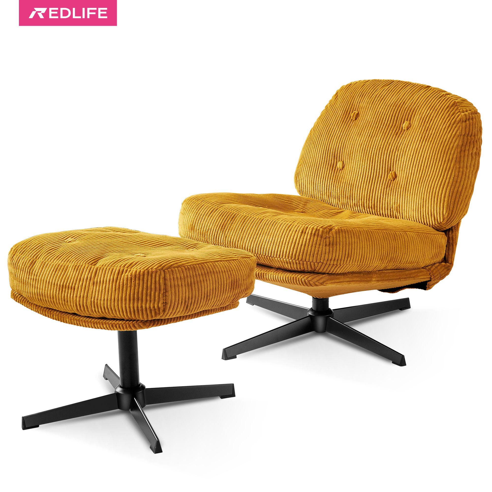 Upland US02N000066-00N17 Modern Yellow Corduroy Swivel Accent Chair