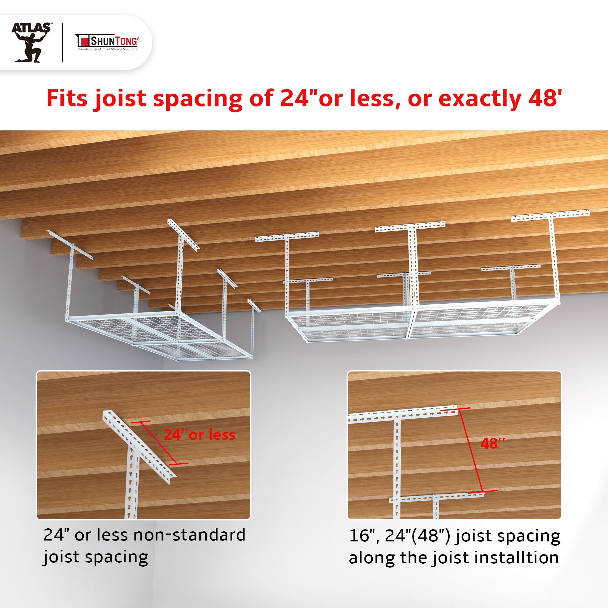 Shuntong AT-OH48PRO-WH Overhead-Garage-Storage - View #4