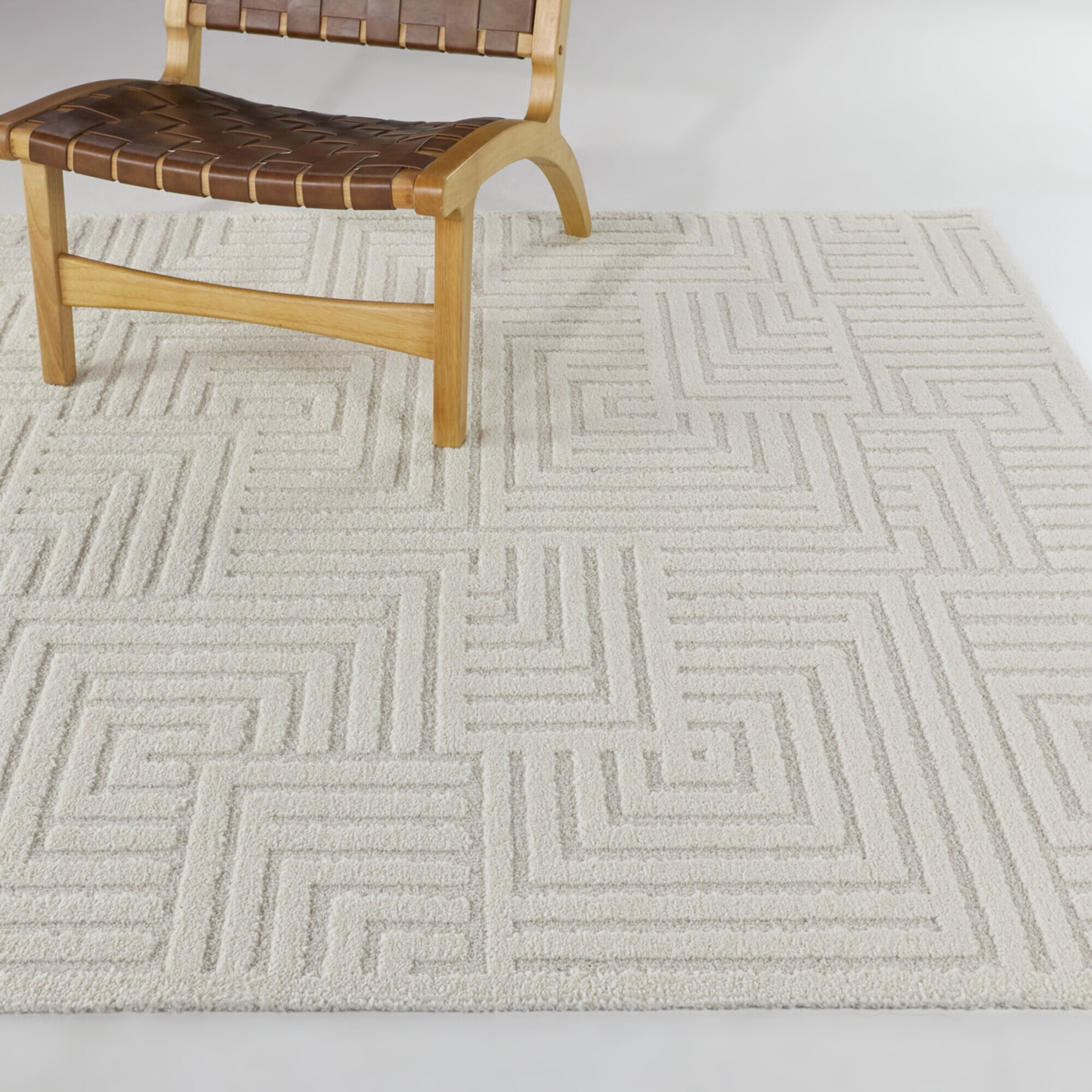 Balta 3101424 5 x 6 (ft) Polyester/Polypropylene Cream Rectangular Indoor Abstract Mid-Century Modern Area rug