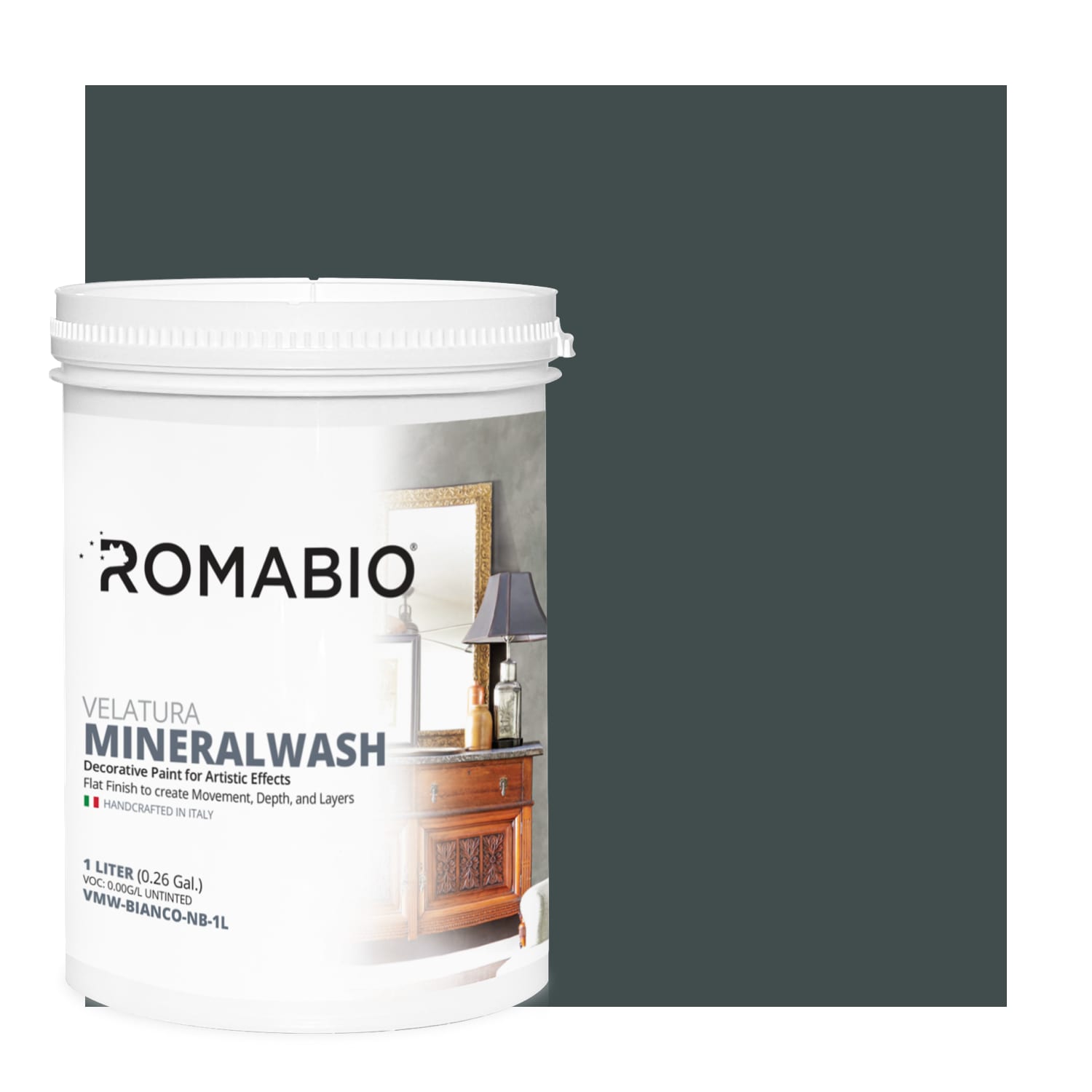 ROMABIO VMW-NEWHPE-NB-1L Flat Velatura Mineralwash New Hope Lime Interior Paint Paint + Primer ( 1-quart )