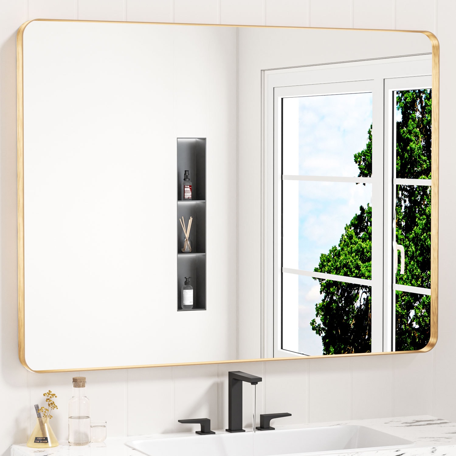 Yuaris 40 in. W x 32 in. H Rectangular Framed Wall Bathroom Vanity Mirror in Oil Rubbed Bronze