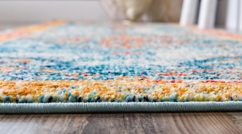 Unique Loom Da Vinci Vita 2 x 7 Blue/Orange Indoor Medallion Oriental Runner