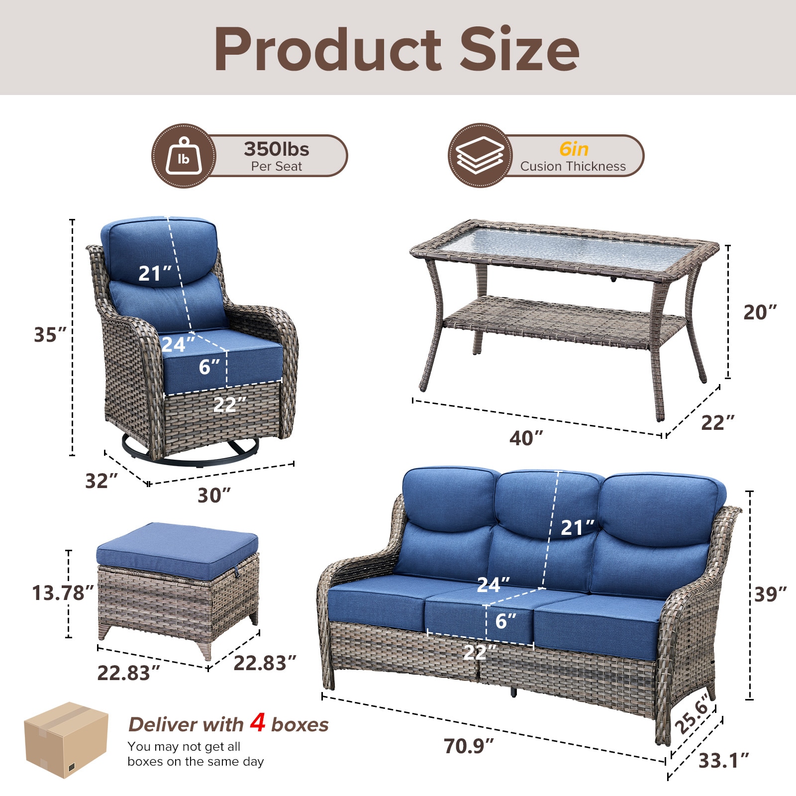 Pocassy PJJHXL01524-1 Patio-Conversation-Sets - View #3