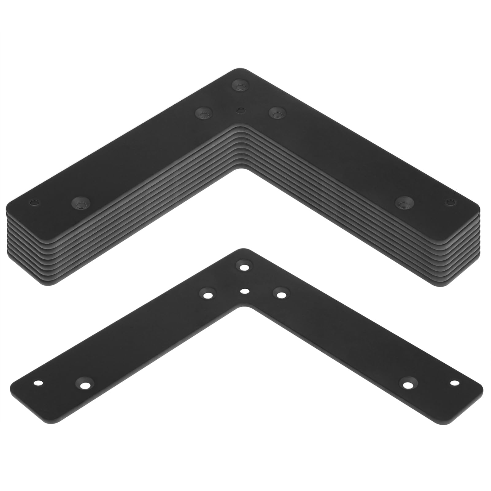 Phewnyzo  10 Pcs 6 Inch Black Flat L Shaped Corner Brace Steel Mending Plate for Furniture Repair and Wood Reinforcement durable home and garden