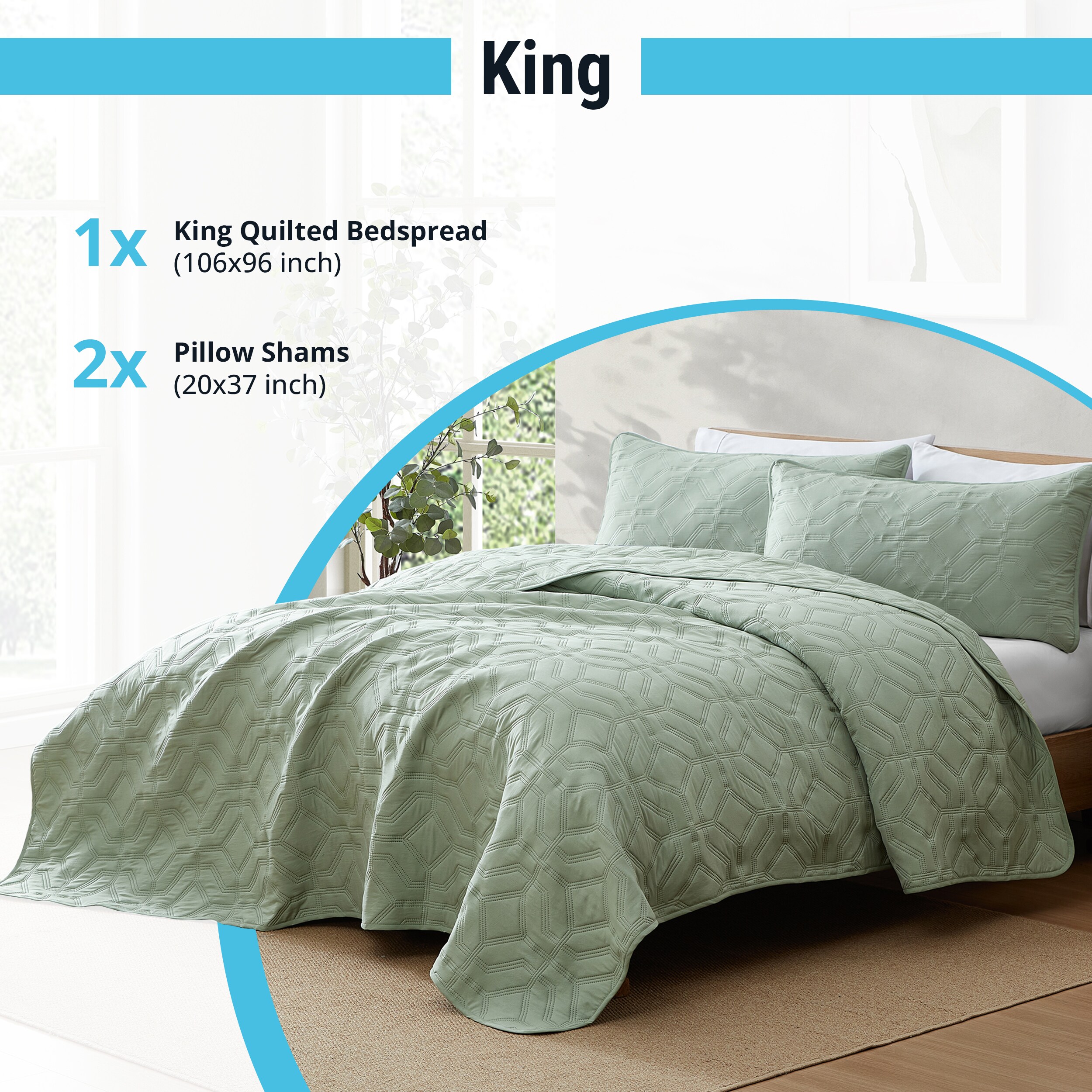 HLC.me LGN-KG-SAGE Comforters-And-Bedspreads - View #3