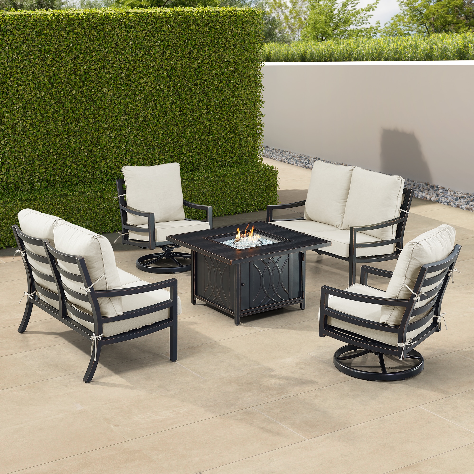 Oakland Living HUDSON2LS2CHCAVELGCU 18-Piece Patio Conversation Set with Gray Cushions