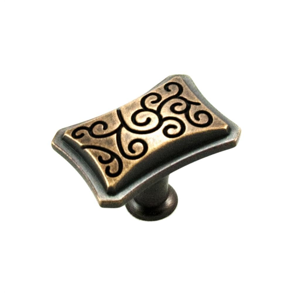 RK International CK 116-BE Palermo Brushed English Rectangular Transitional Cabinet Knob