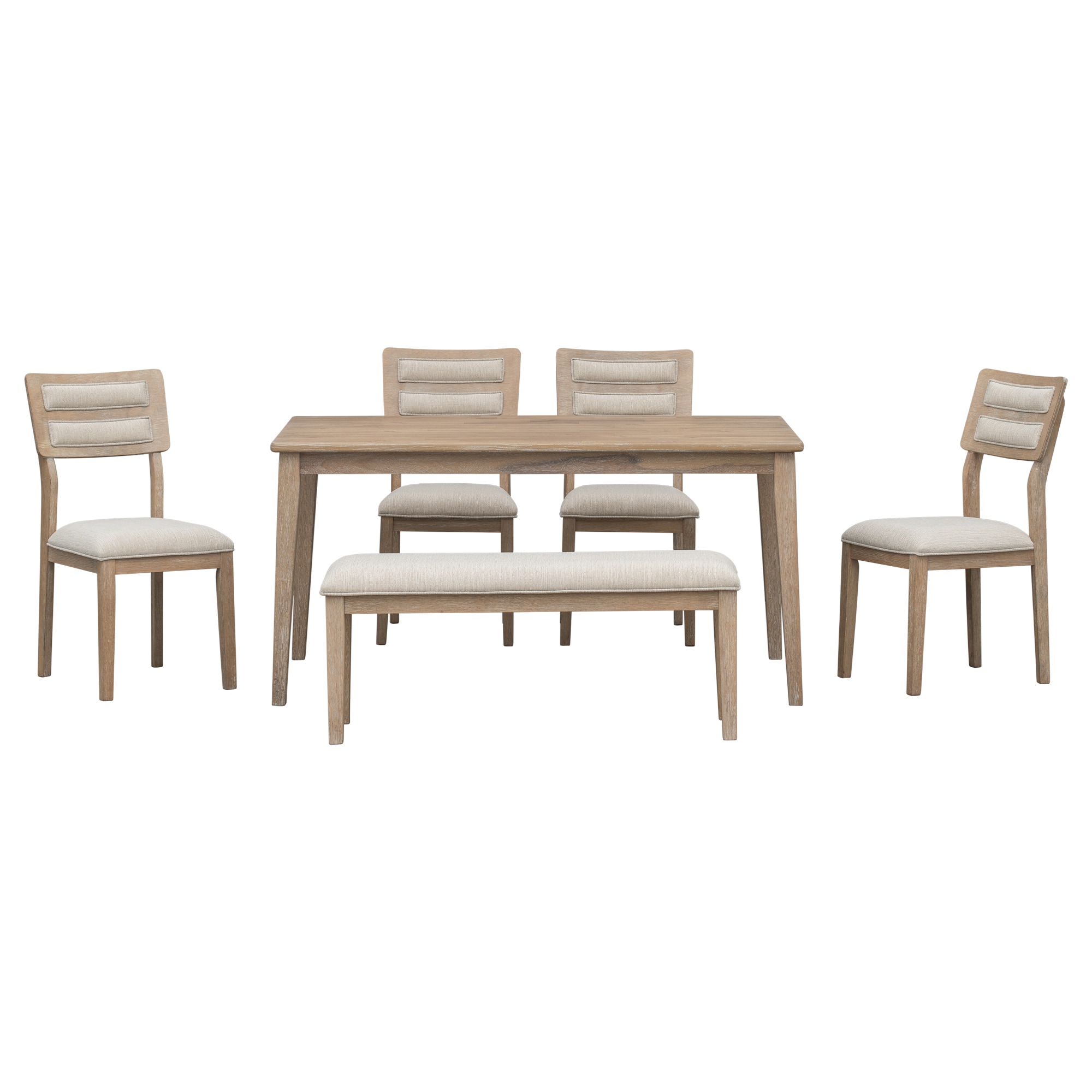 SINOFURN SYA330036YL Brown Rustic Dining Room Set with Rectangular Table ( Seats 6 )