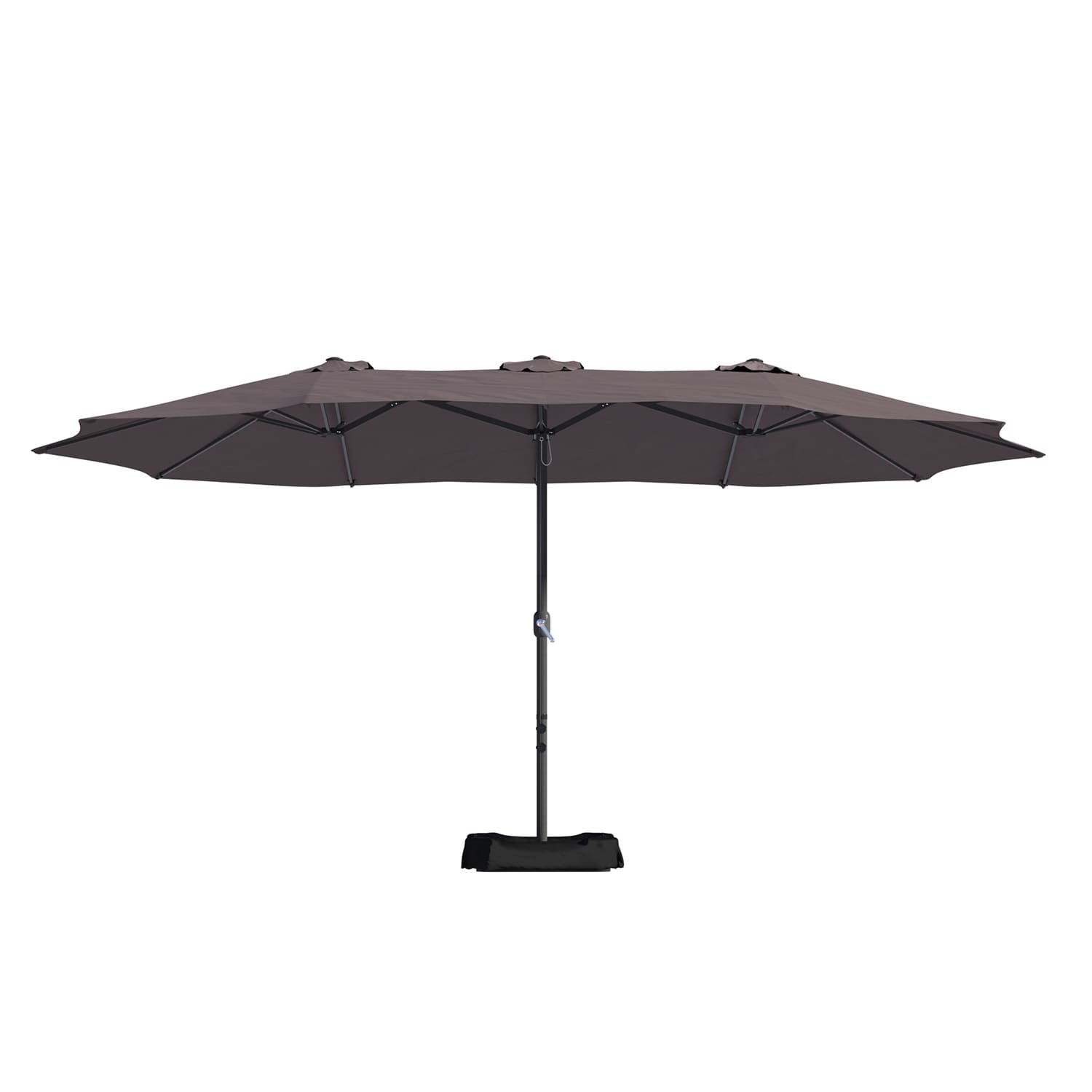 GZMR LC-MR-NSH004LTN 15-ft Steel Brown Market Patio Umbrella with Base