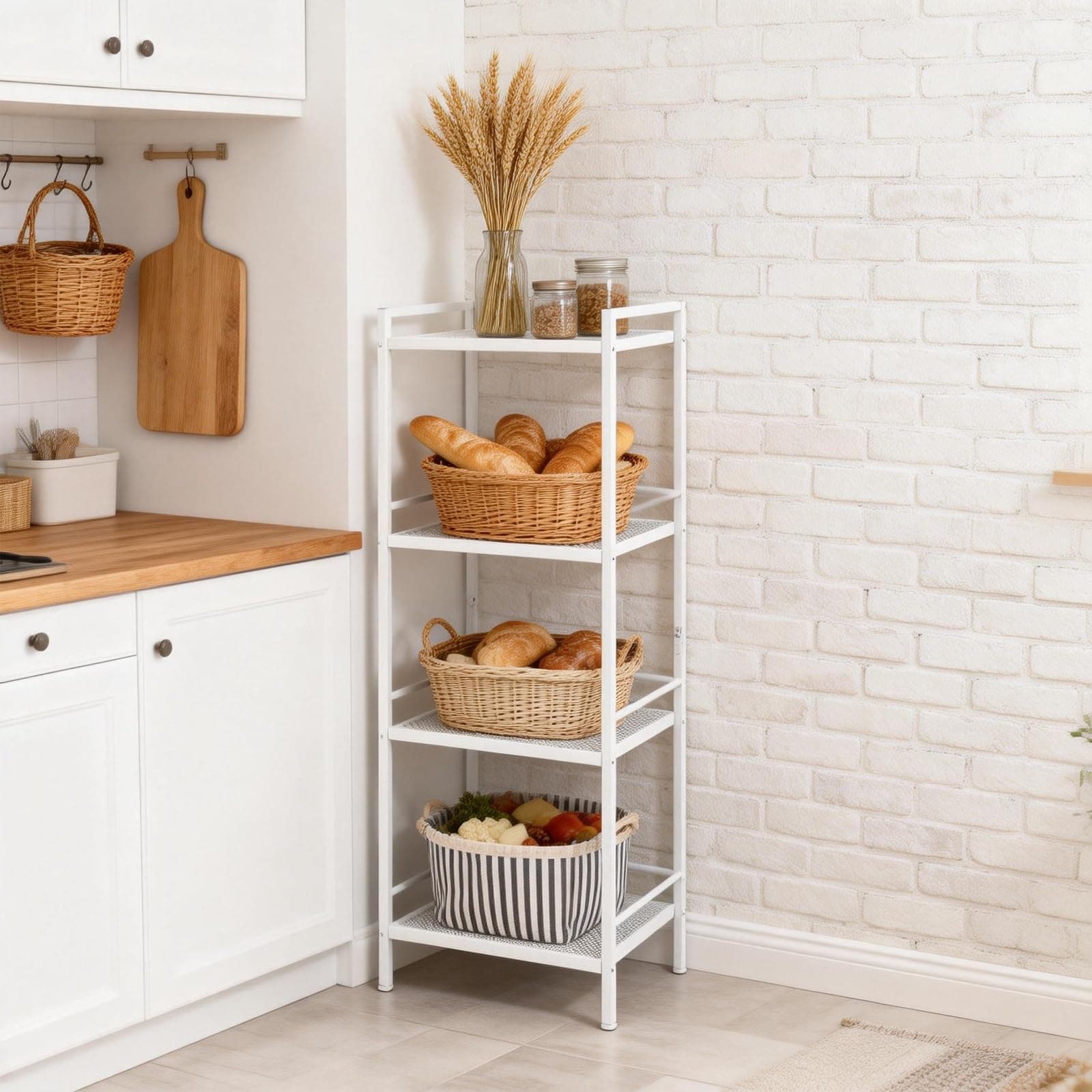 Garvee 3 Tier Bathroom Shelves Ladder Shelf for Storage Space-Saving Shelf Freestanding Rustic Home Organizer Multifunctional Shelving Unit for Living Room Bedroom Kitchen Office