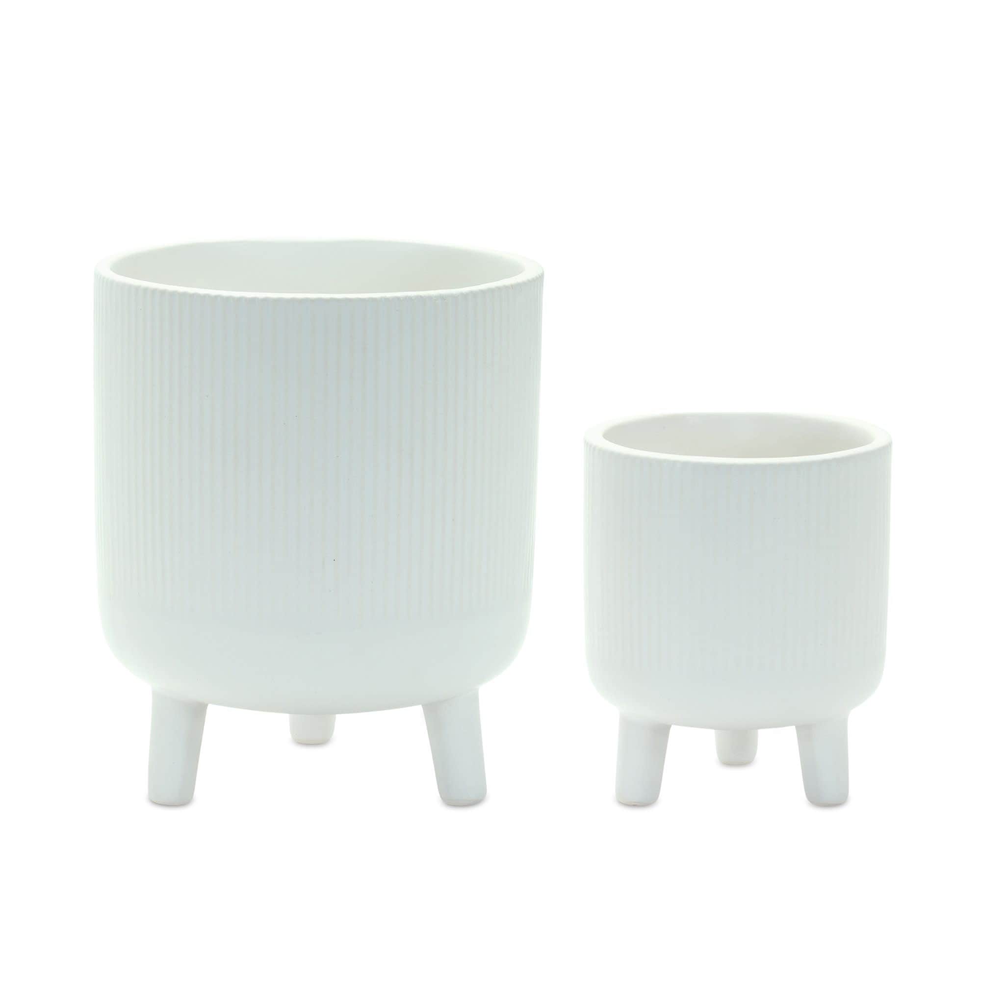 Melrose International 85219DS Pot w/Legs (Set of 2) 3.25D x 4H 4.5D x 5.5H Dolomite