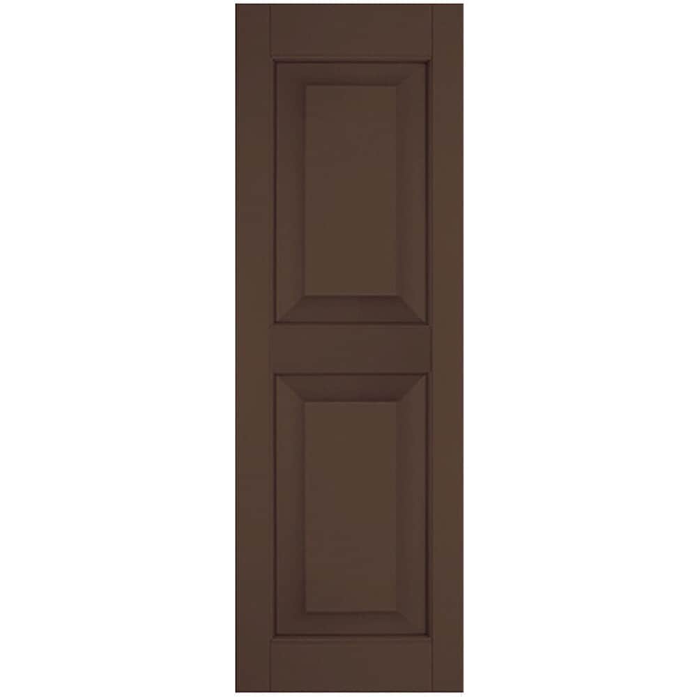 Ekena Millwork RWR12X070TBW 12-in W x 70-in H Tudor Brown Paintable/Stainable Raised Panel Wood Exterior Shutters (2-Pack)