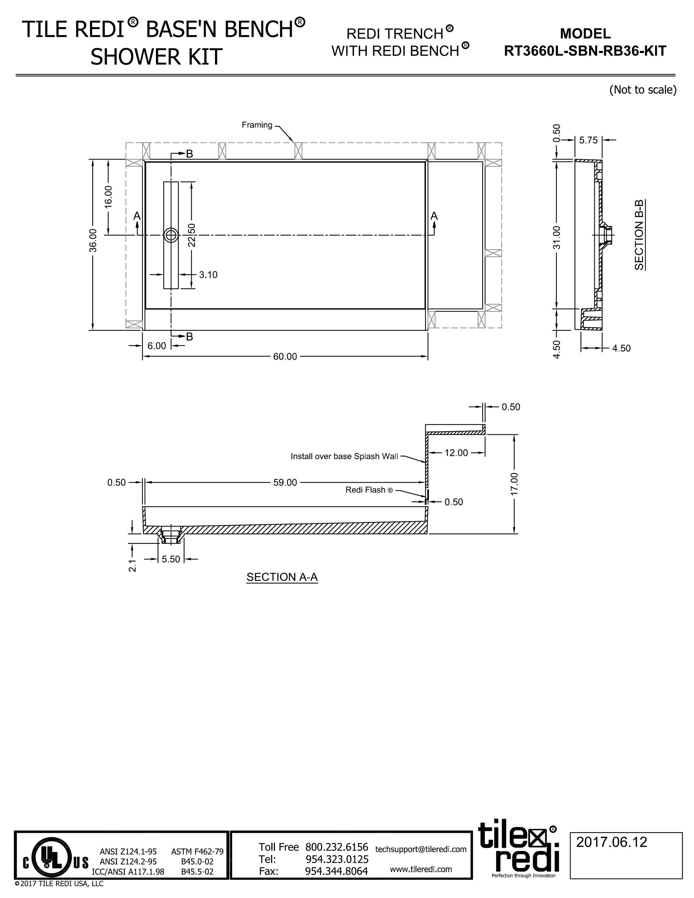 Tile Redi RT3660L-SBN-RB36-KIT Shower-Floors - View #9