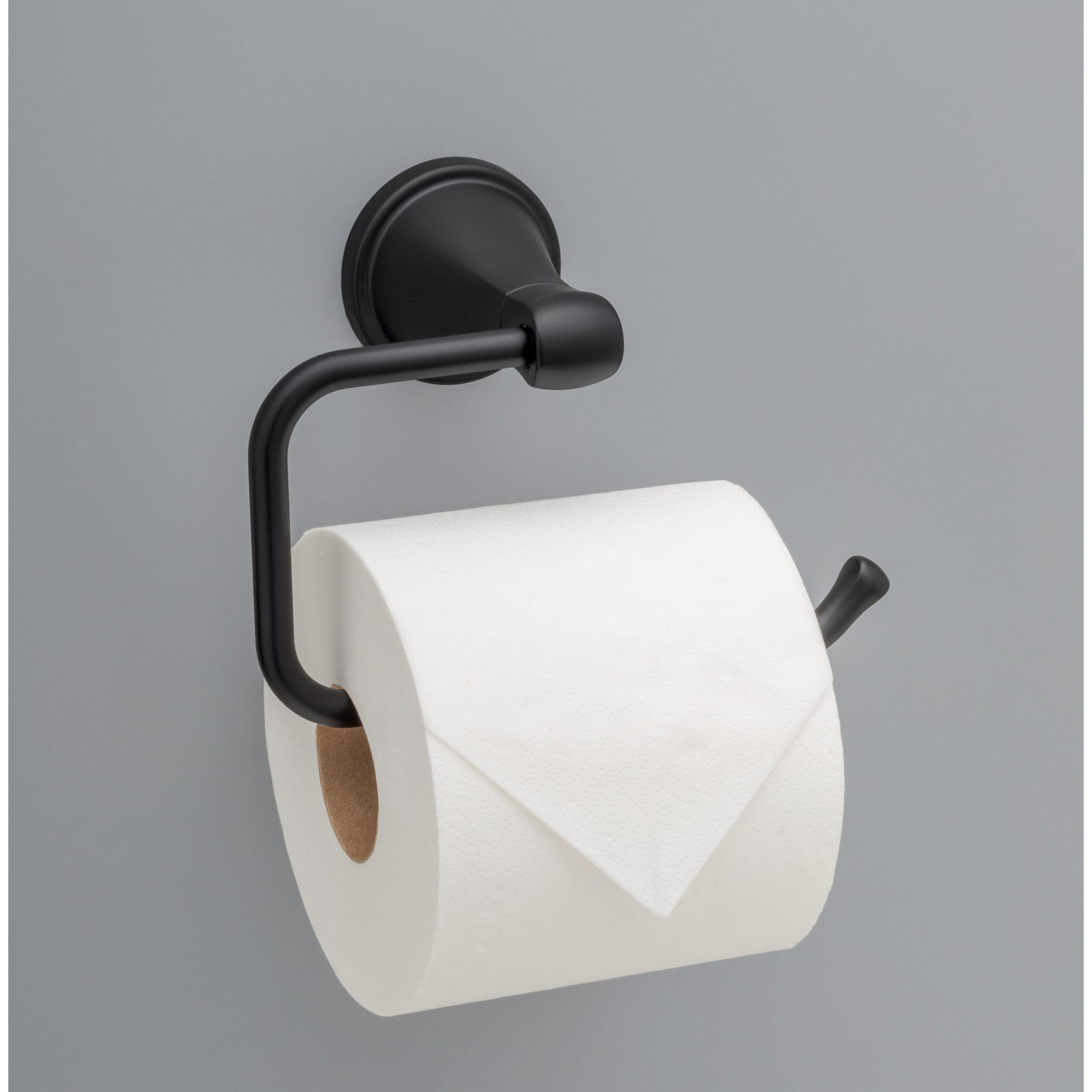 Delta Becker Matte Black Wall Mount Euro Toilet Paper Holder with Storage  in the Toilet Paper Holders department at