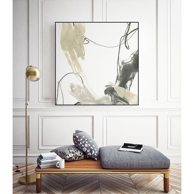 GIANT ART Black Wood Framed 20-in H x 20-in W Abstract Print on Canvas ...