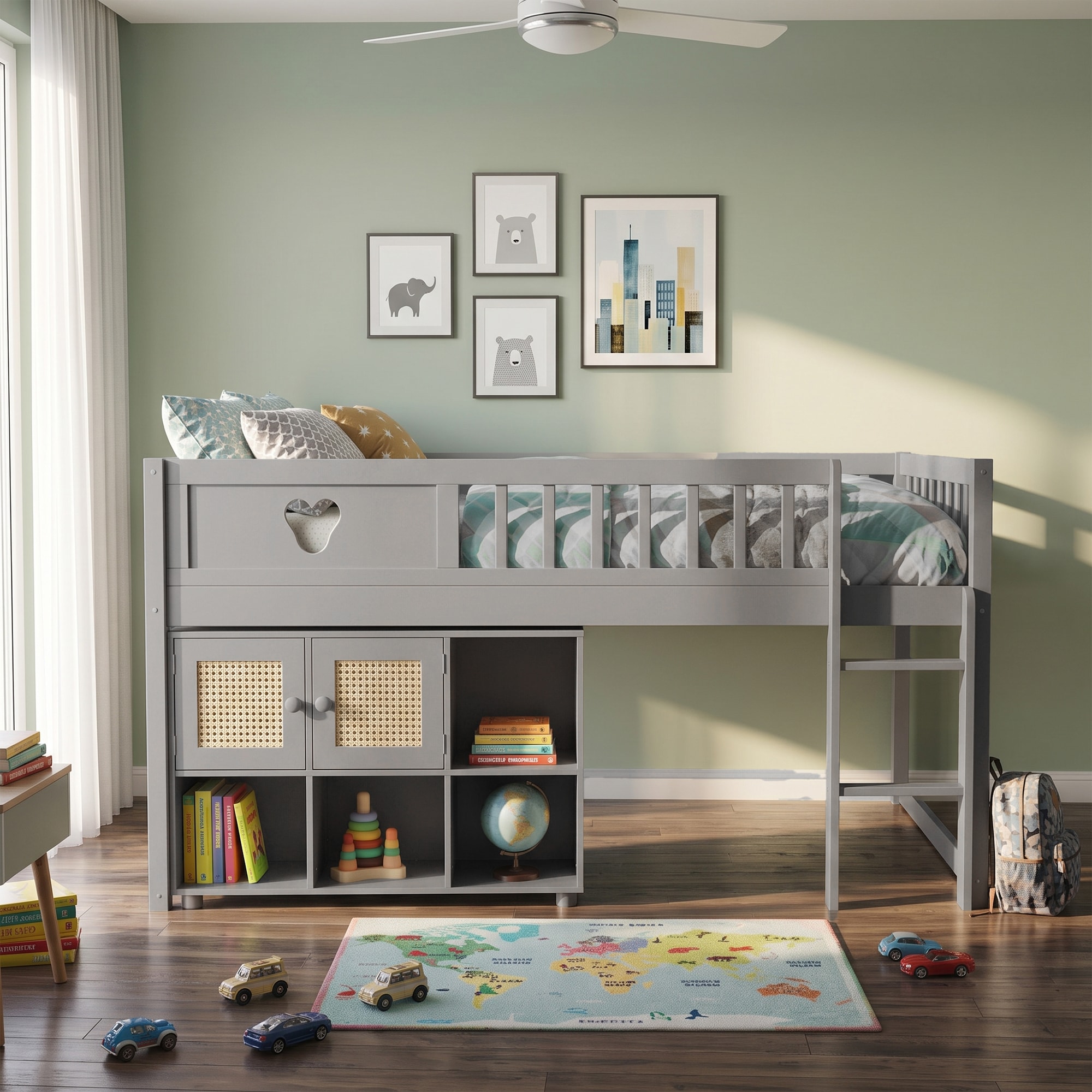 ModernLuxe Assembly Required Full Size Low Loft Bed for Kids Wood Loft ...