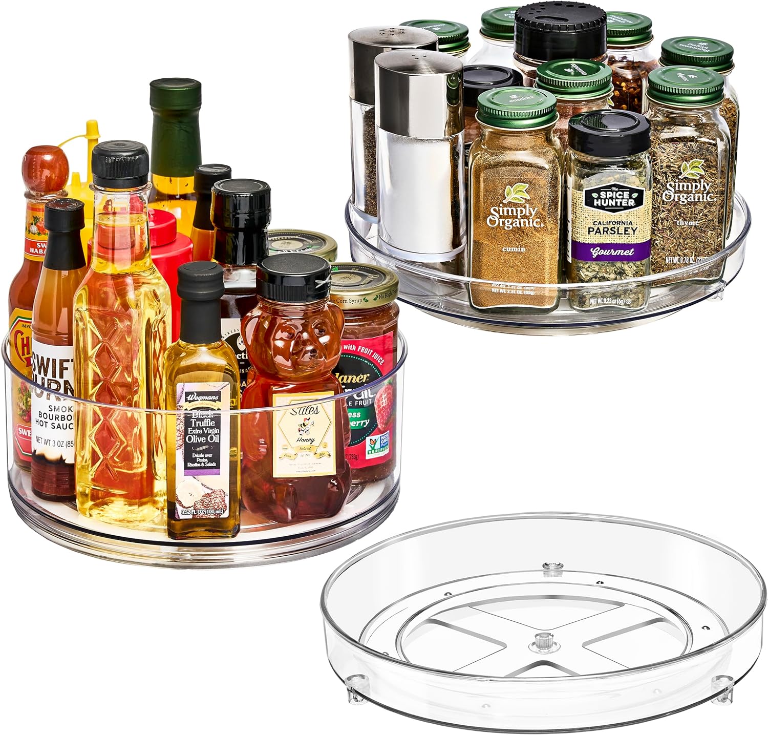 SORBUS  Clear Acrylic Lazy Susan Organizer 3 Pack for Fridge Pantry Cabinet Table Makeup Set