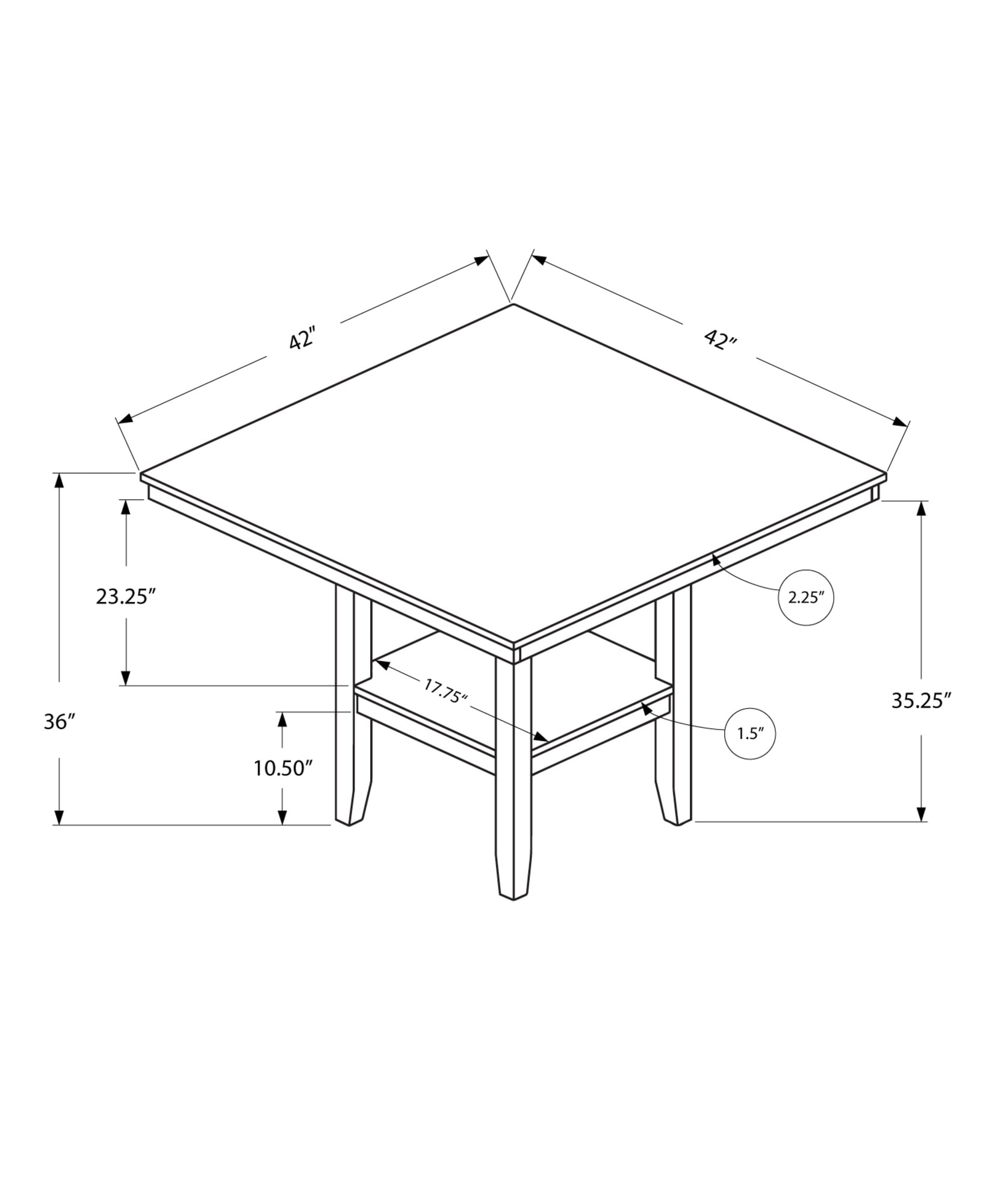 Monarch Specialties Espresso Contemporary/Modern Dining Table ...