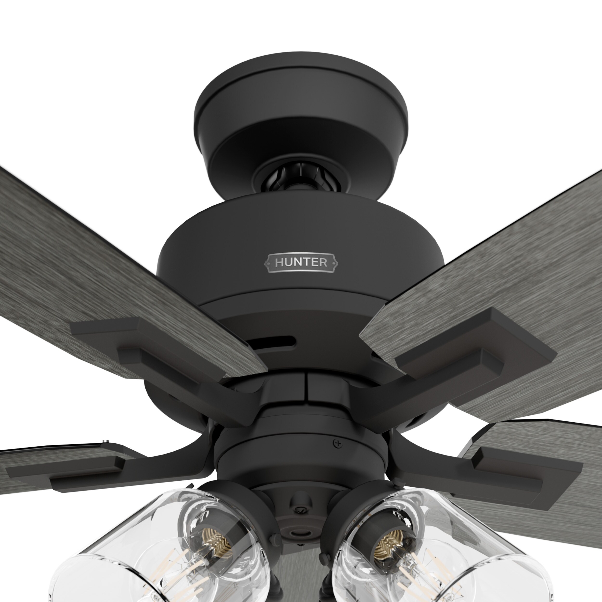 52" Matte Black Ceiling Fan with LED Light and Remote
