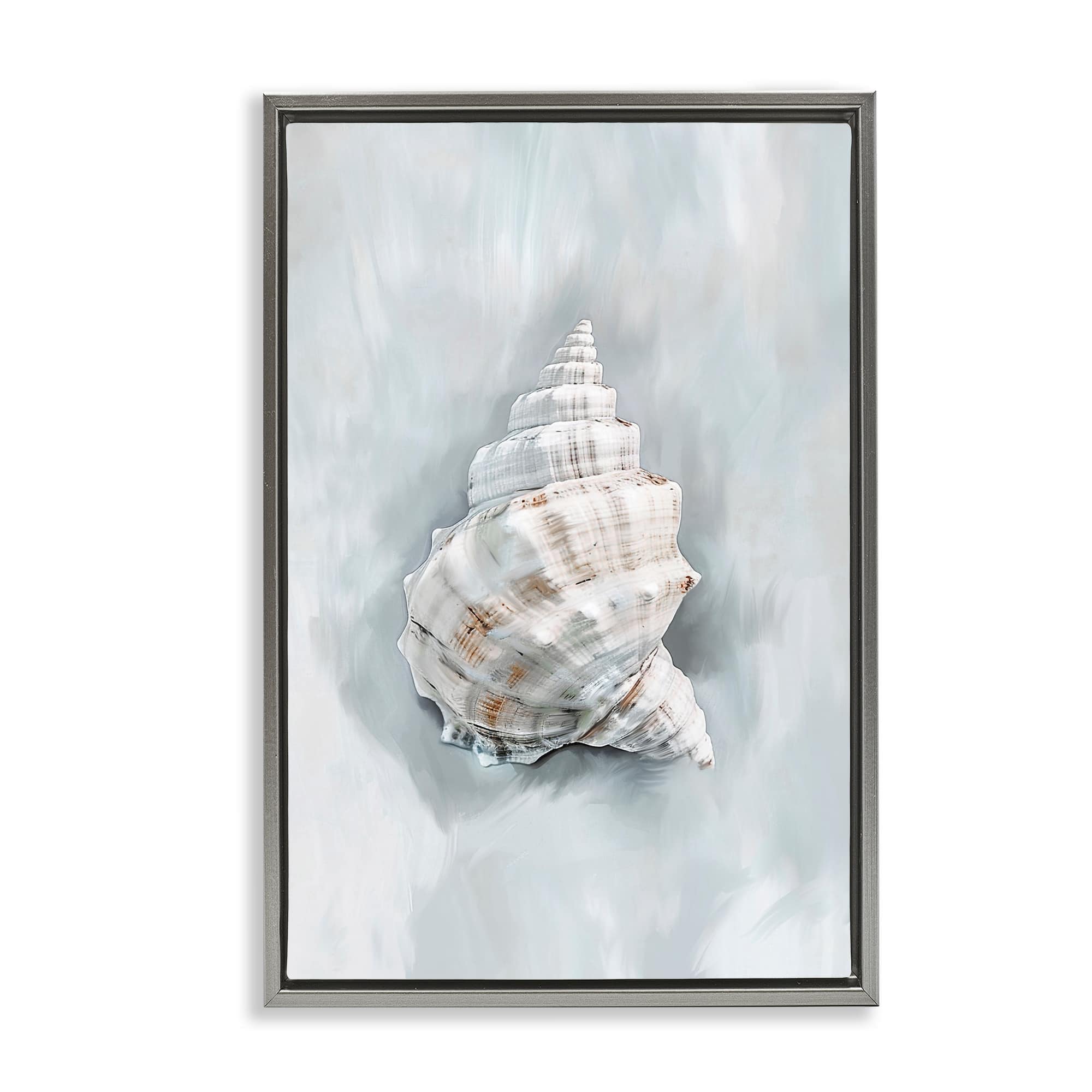 Stupell Industries BS-973-FFL-16X24 Conch Seashell Mirage Gray Framed Floater Canvas Wall Art By Ramona Murdock 17 x 25