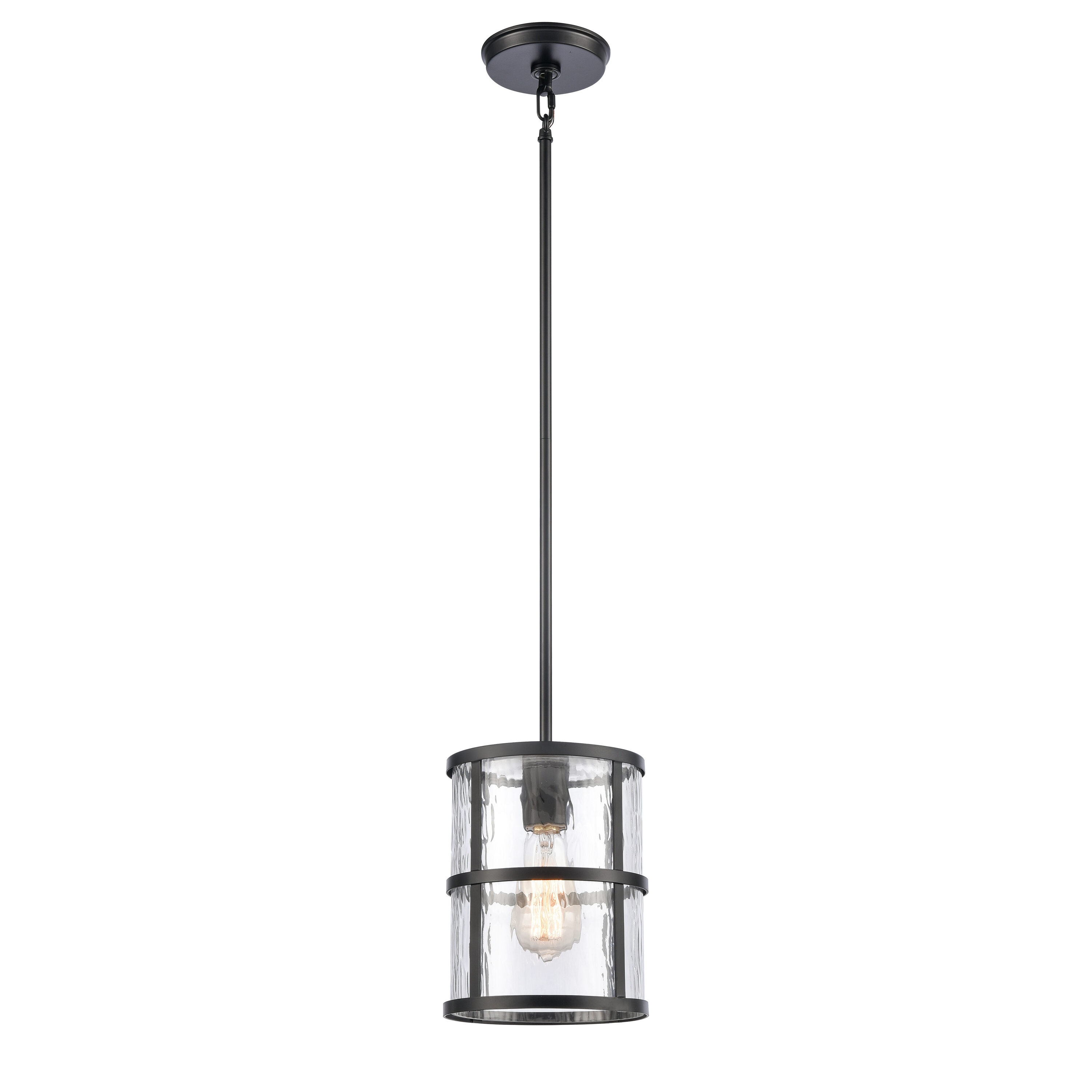 Westmore by ELK Lighting LW-220711196 Current 1 -Light Black Transitional Clear glass Cylinder Mini Hanging Pendant light