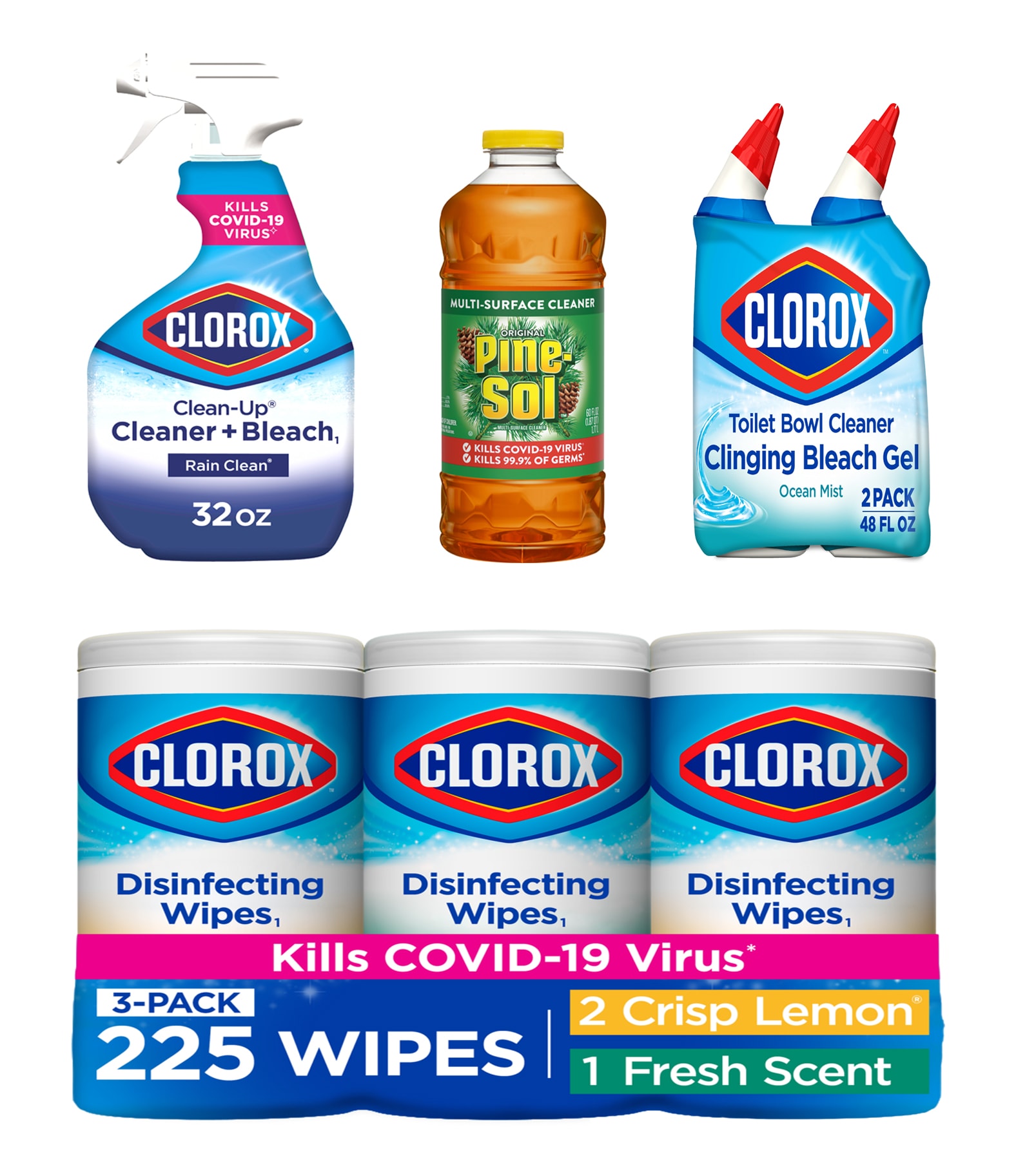Clorox Triple Action Dust Wipes & Lysol Toilet Bowl Cleaner Only