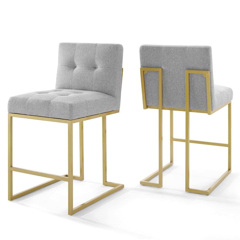 Modway BG3134982 Privy Gold Stainless Steel Upholstered Fabric Counter Stool Set of 2