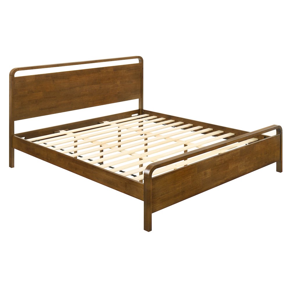 Roundhill Furniture - Eldren Wood Platform Bed in Walnut Finish King