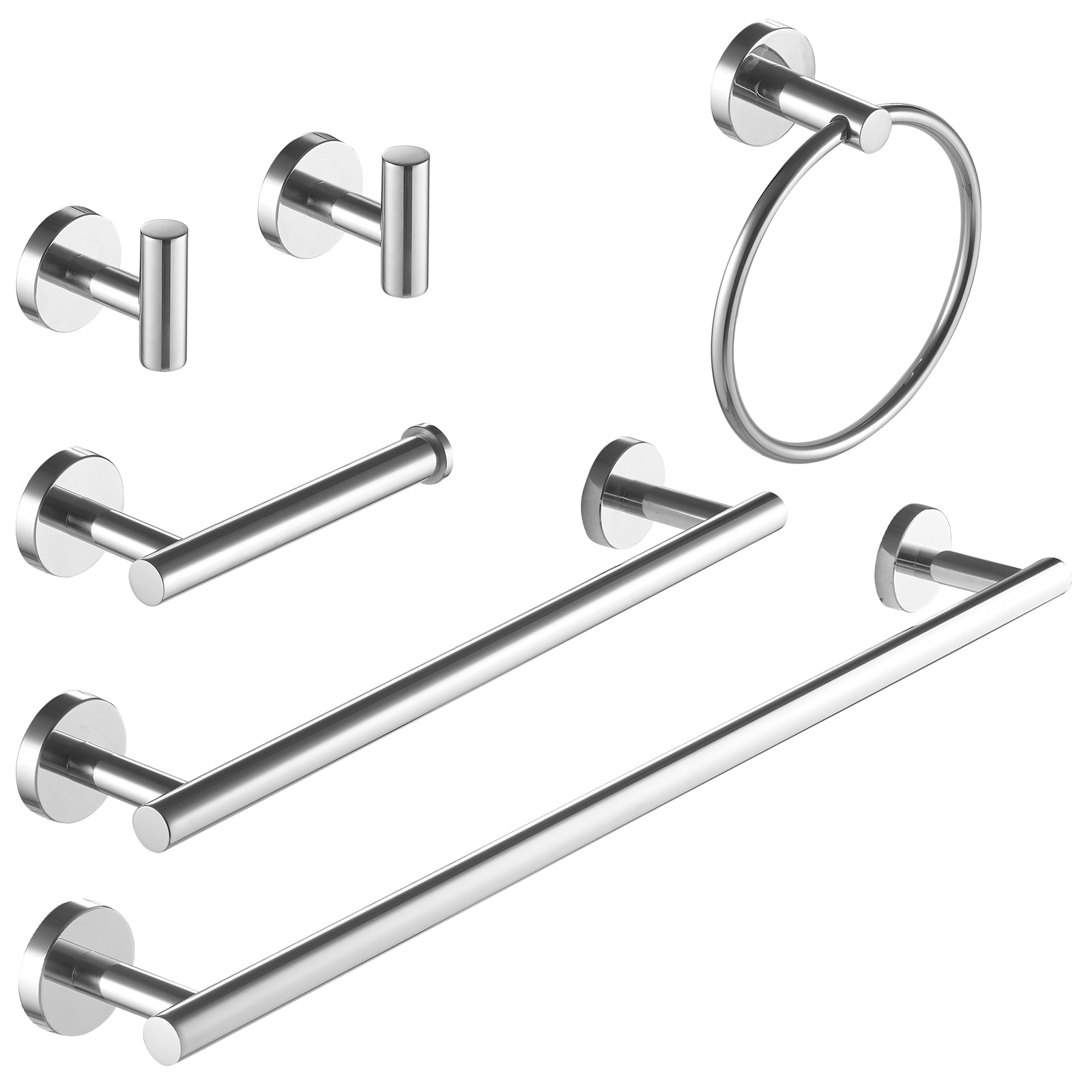 BWE A-91020-6-C 6 -Piece Stellar Shimmer Polished Chrome Decorative Bathroom Hardware Set Towel Bar, Toilet Paper Holder, Towel Ring ,Robe Hook Included