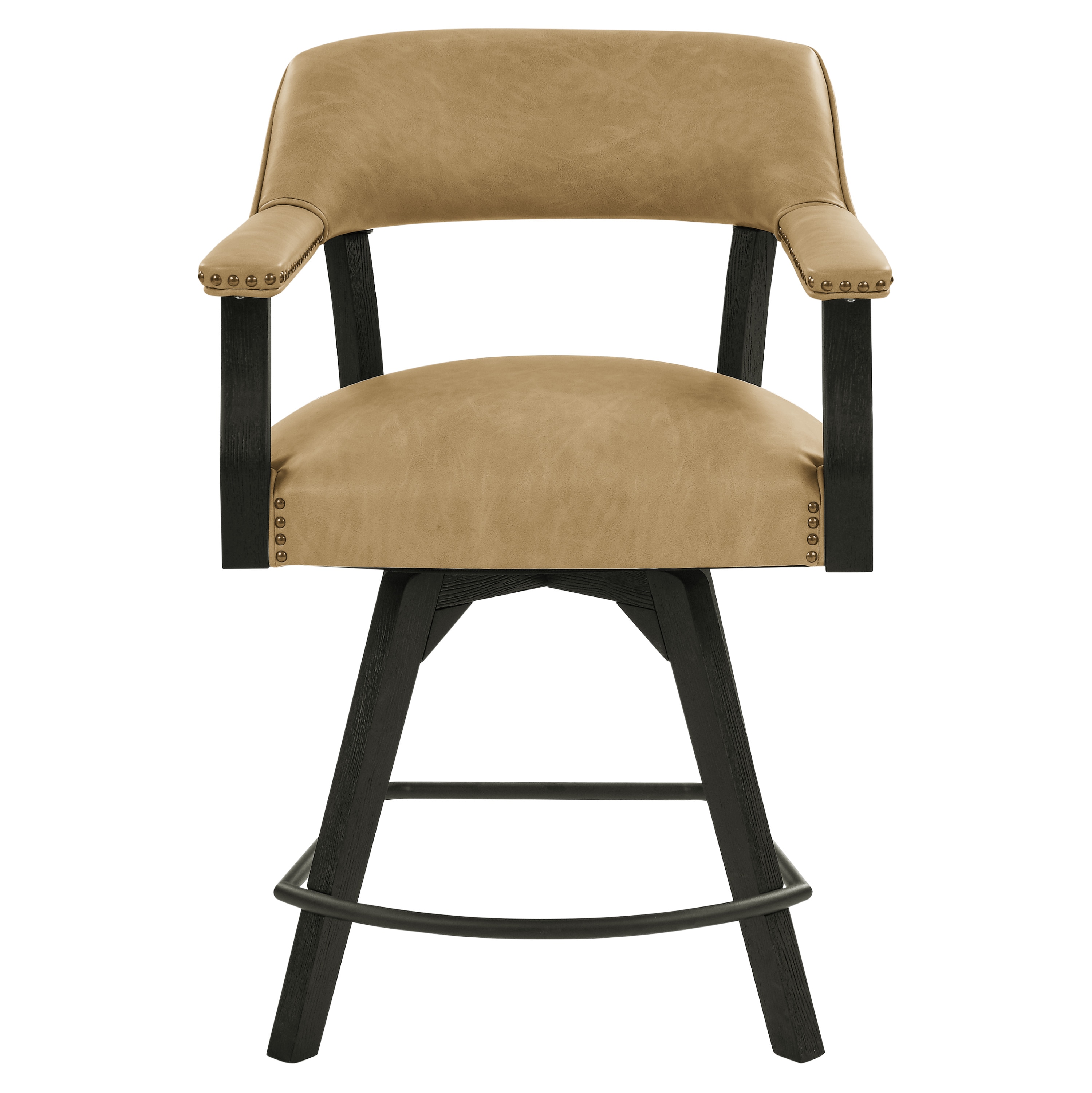 Steve Silver RL600KACCT Casual Faux Leather Upholstered Swivel Dining Arm Chair (Wood Frame)