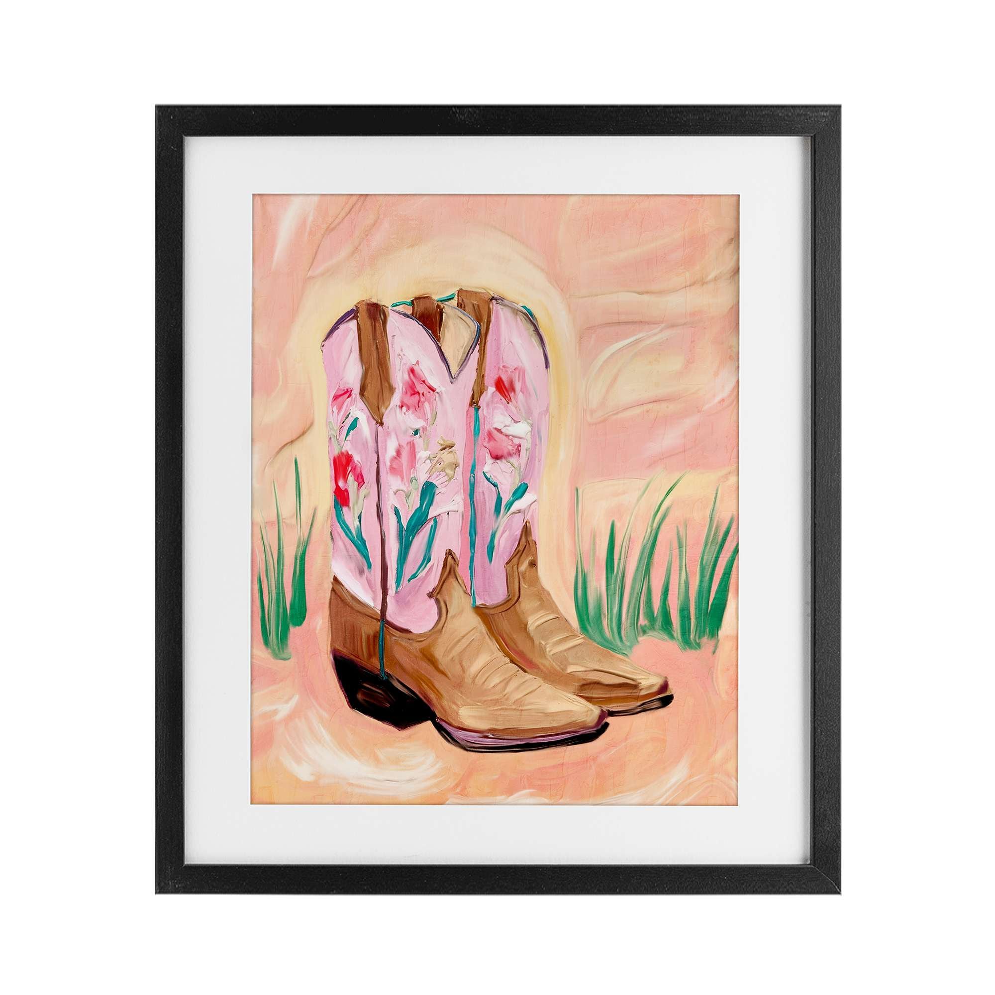 Stupell Industries Floral Boots Framed Print Under Glass