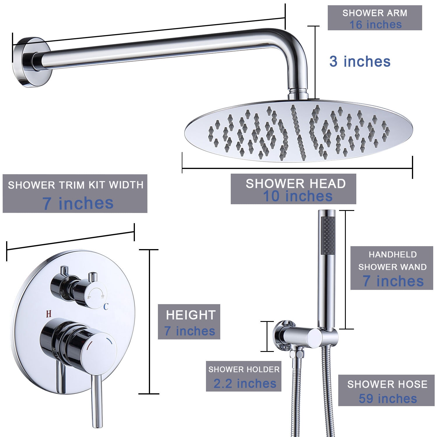 Nestfair Chrome 2-handle Single Function Round Shower Faucet Valve ...