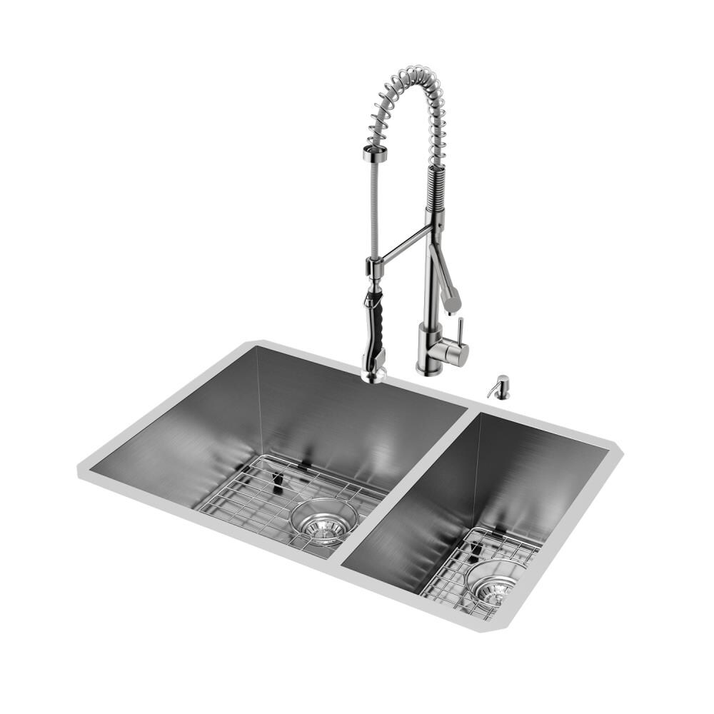 VIGO Endicott Undermount 29-in x 20-in Stainless Steel Double ...