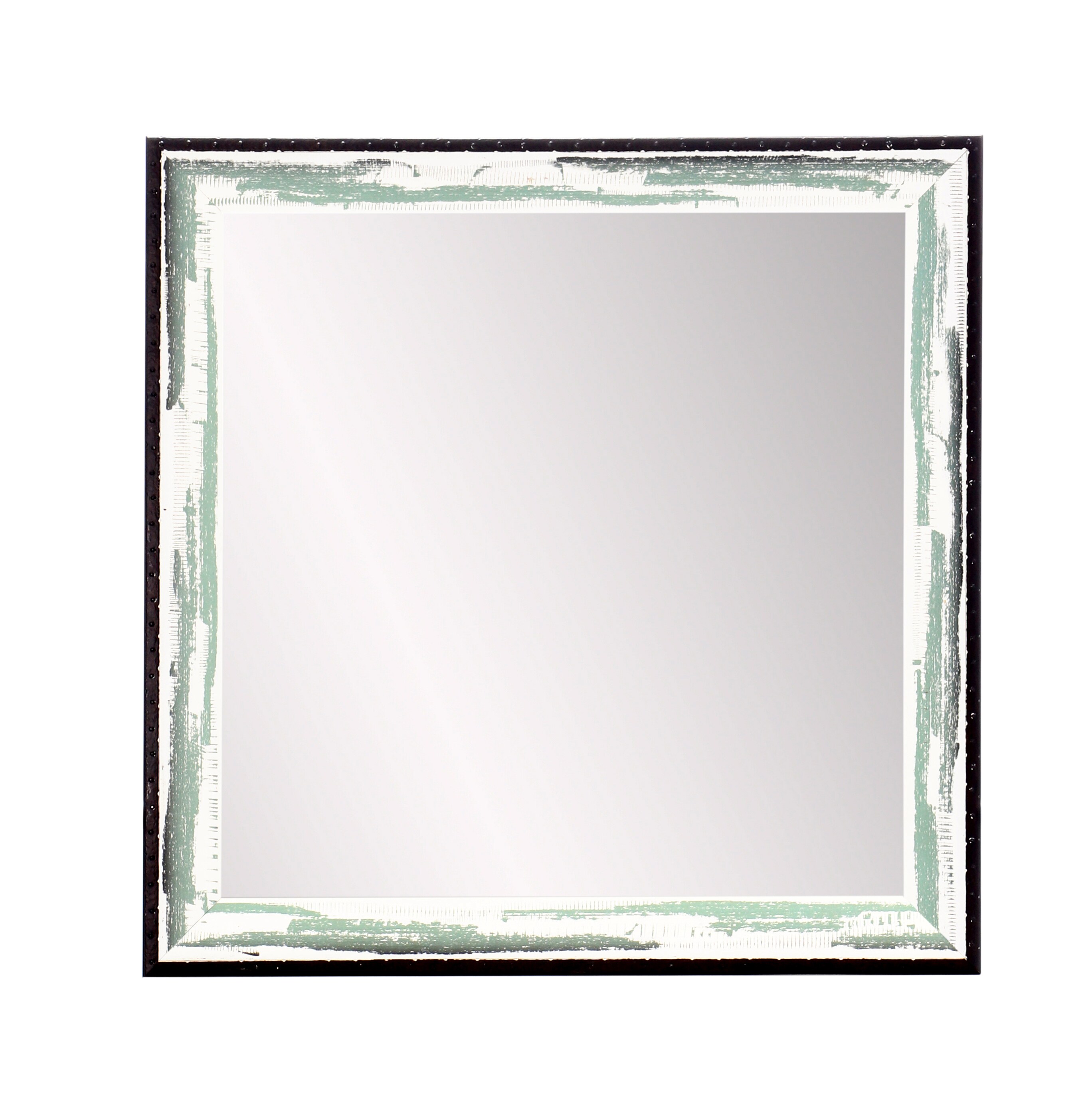 BrandtWorks BM083SQ 32-Inches W x 32.0-Inches H Square Dark Brown/Green/White Framed Wall Mirror