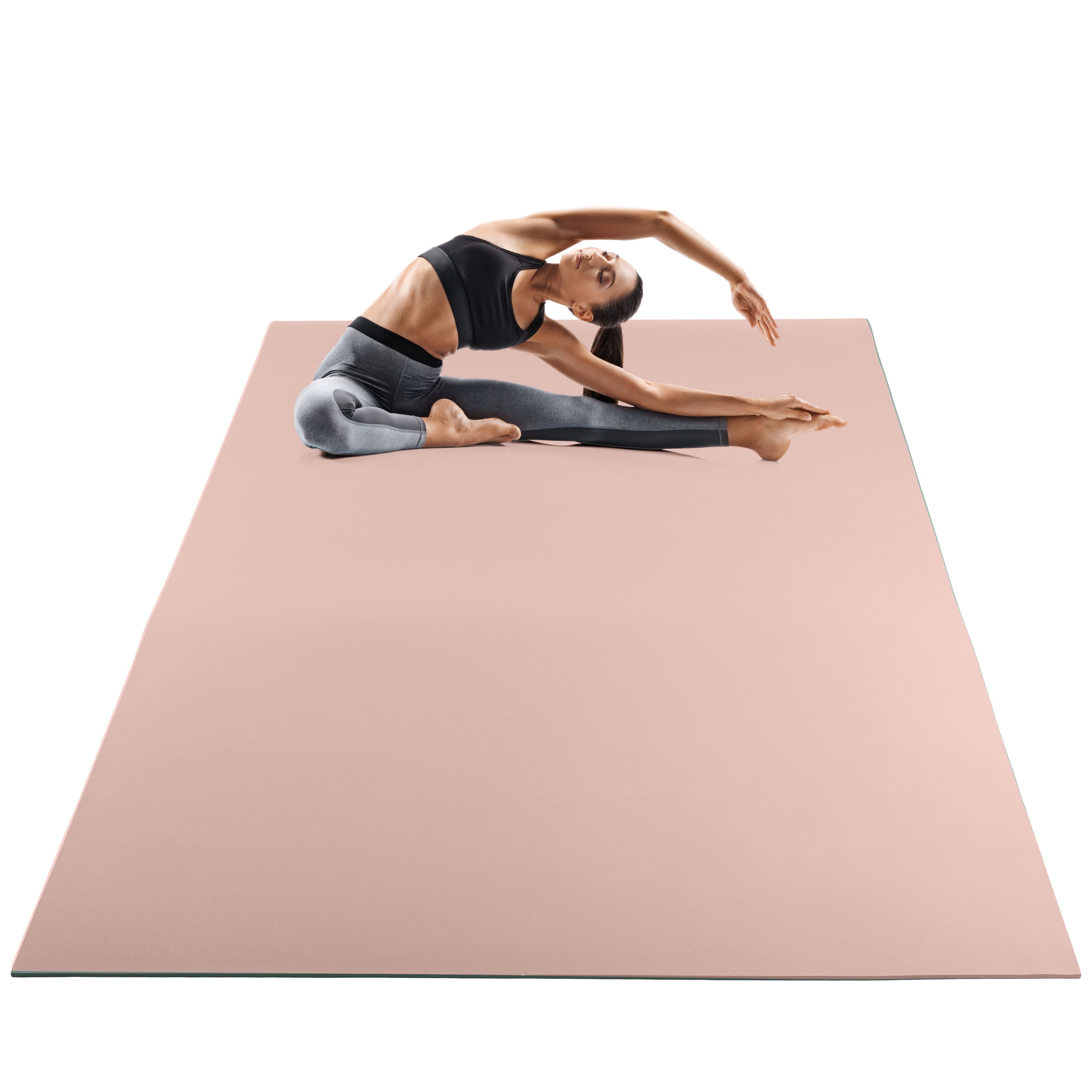 Wakeman 80-5222 Large Yoga Mat - 6’x4’ 8mm Thick Non-Slip Wide Exercise Mat (Pink)