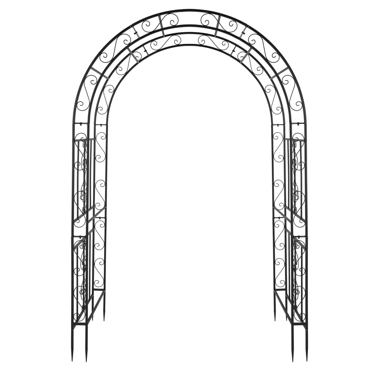 Angel Sar - 52.76x23.23x83.86 in Black Double Layer Iron Arc Top Arch Trellis Rustproof Powder Co...