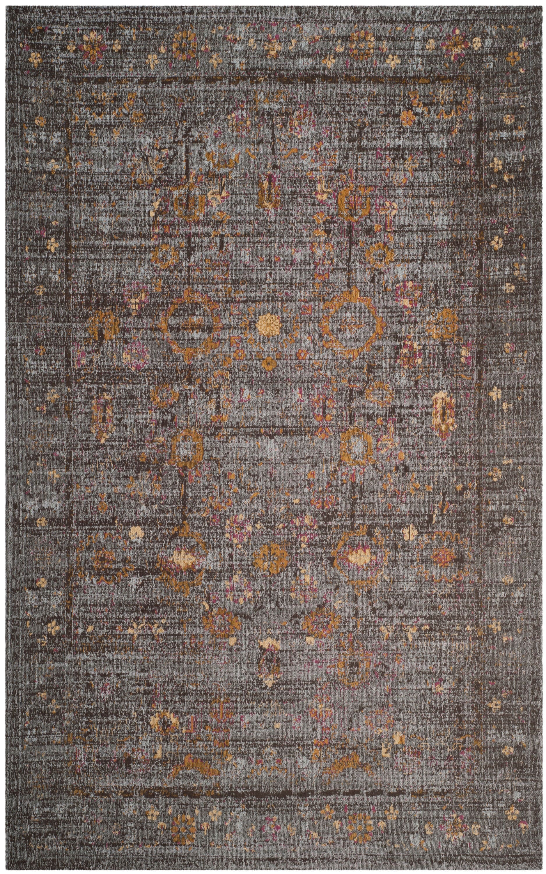 Gray and Gold Flat Woven Rectangular Cotton Area Rug