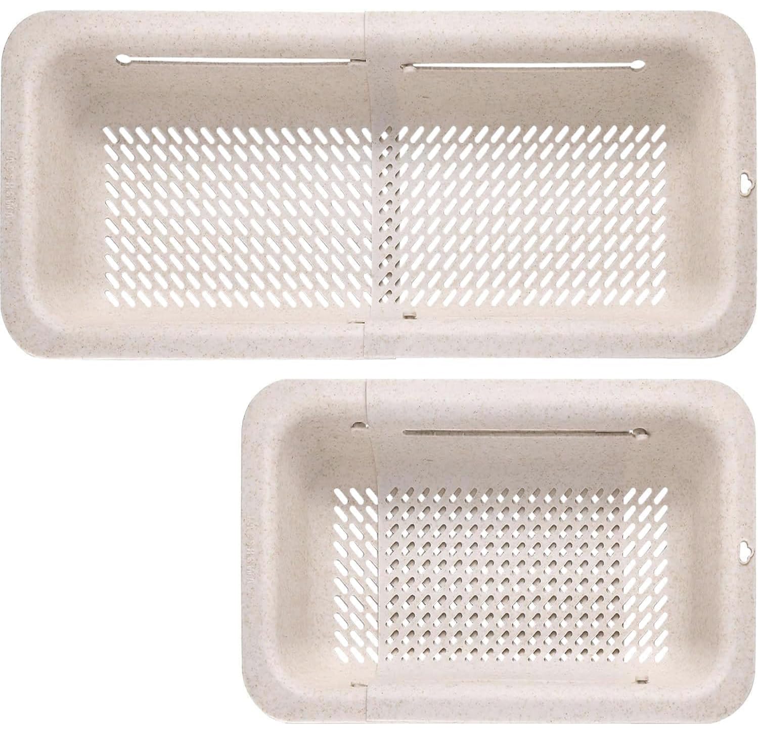 Phewnyzo  Collapsible Over Sink Colander Strainer Set BPA Free Plastic Expandable Basket with Stainless Steel Drain Strainer Dishwasher Safe for
