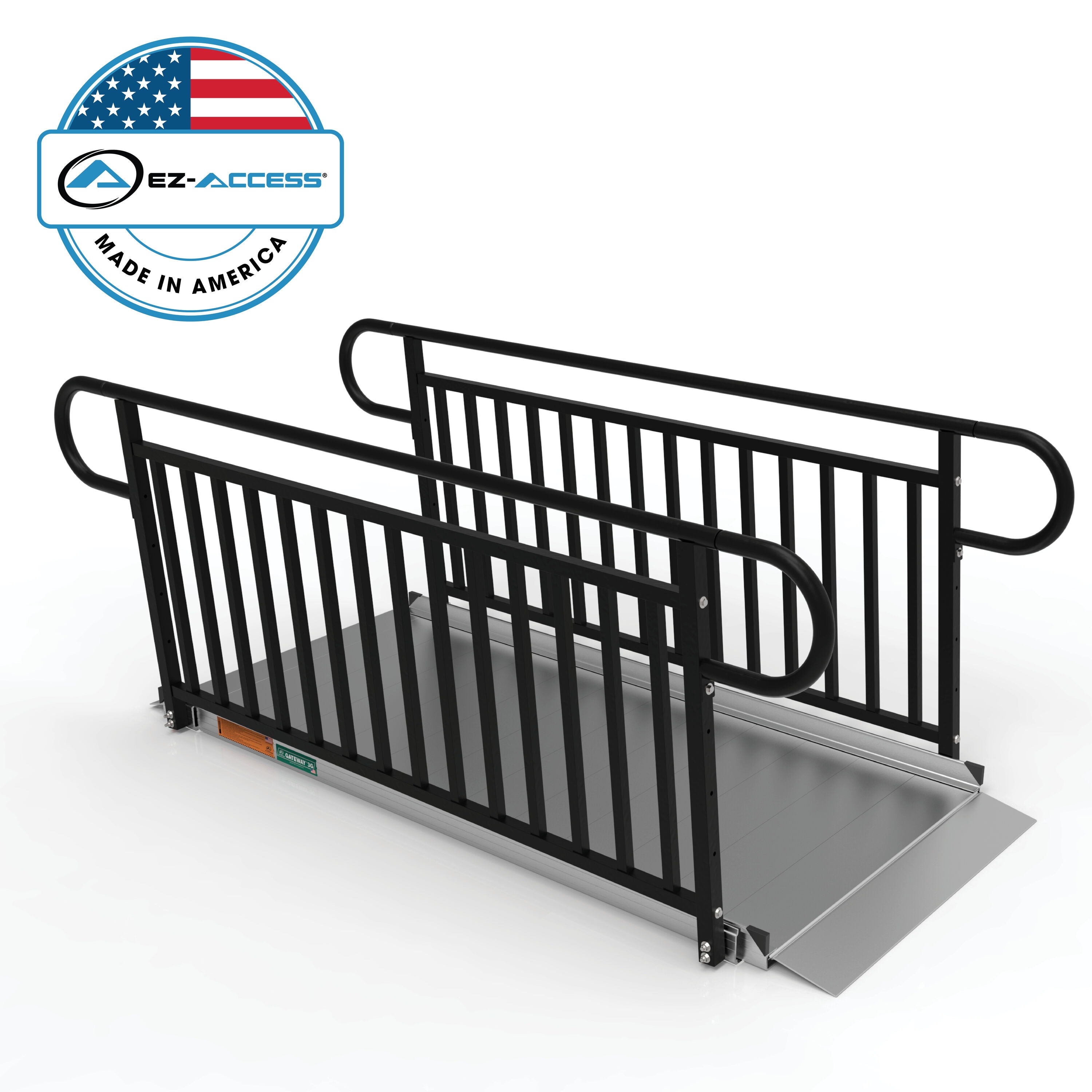 EZ-ACCESS G3G 07VPBLK 7-Feet x 36-Inches Aluminum Modular Entryway Wheelchair Ramp ADA Compliant