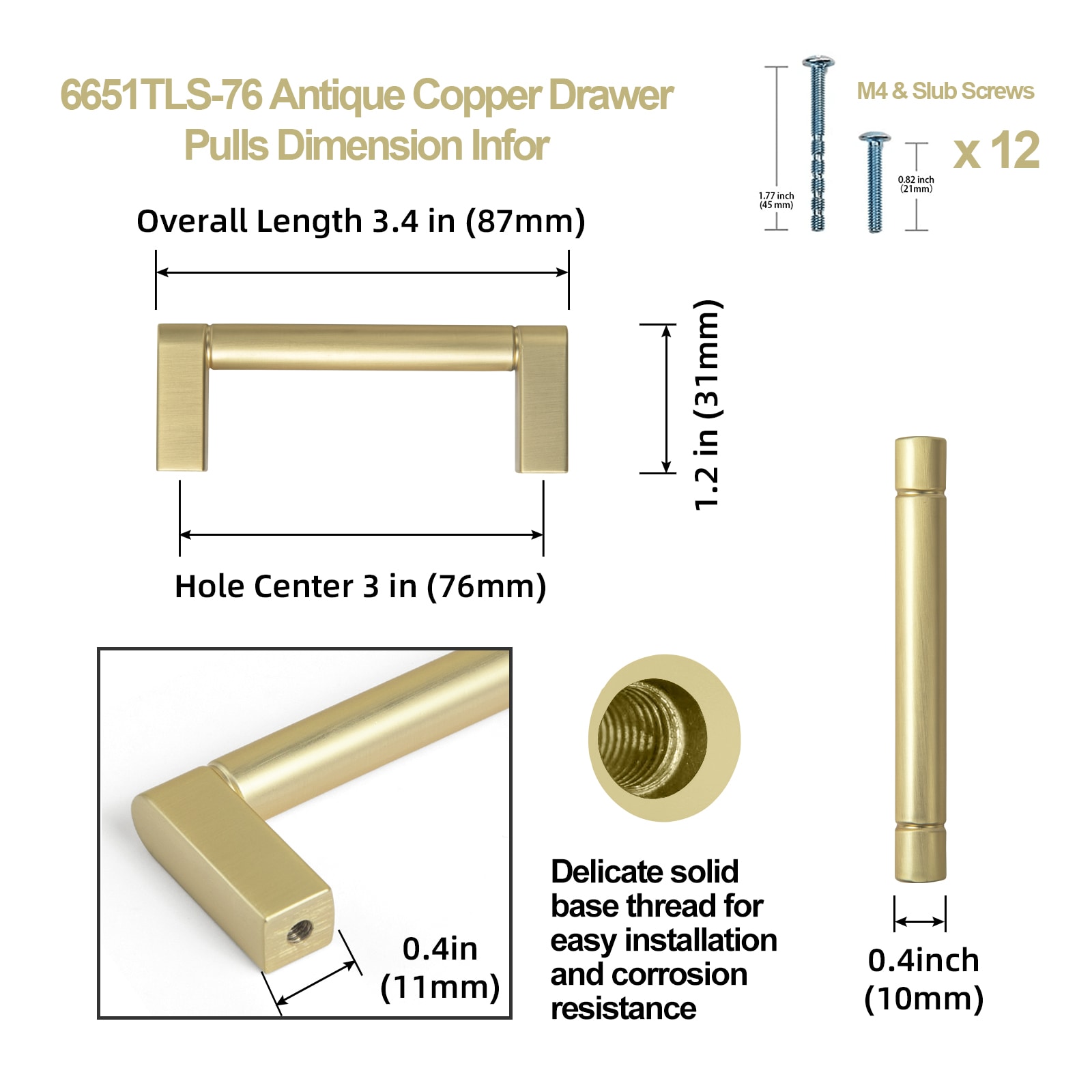 Miaokesen 6651TLS-76 Cabinet-Pulls - View #2
