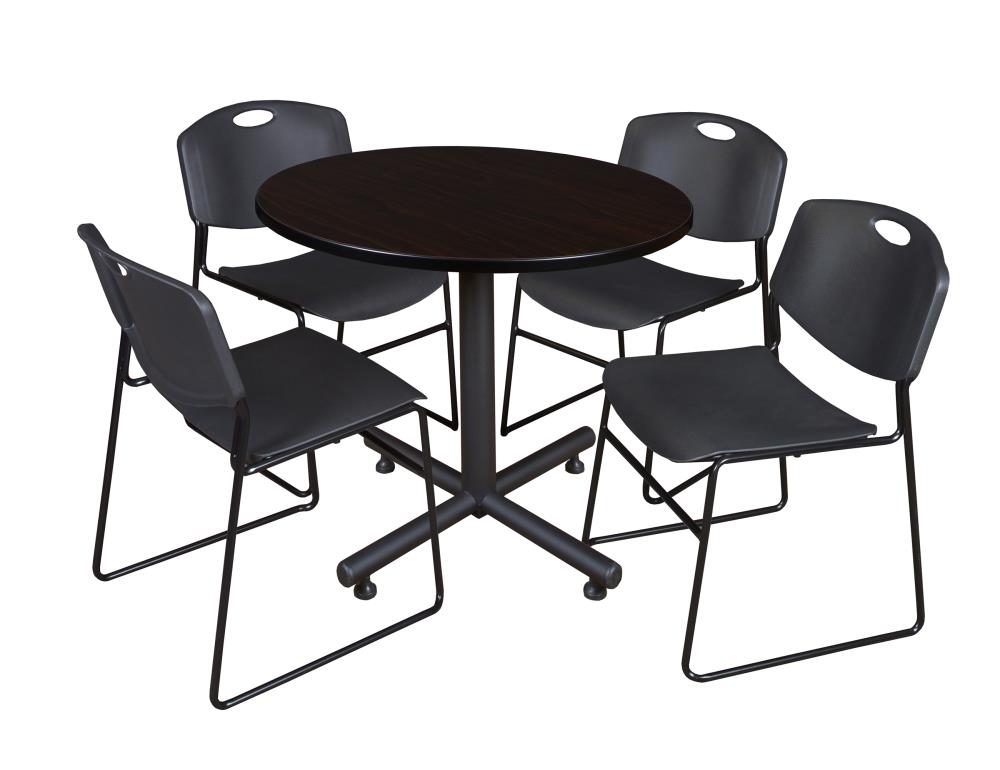 Regency TKB42RNDMW44BK Breakroom Brown 4-Person Training Table (42-in W x 29-in H)