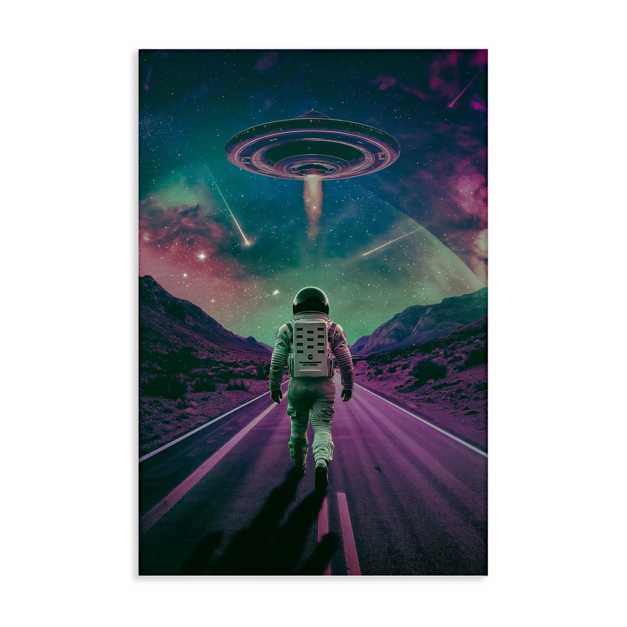 Stupell Industries BT-296-CN-20X30 Alien Spaceship over Astronaut Canvas Wall Art By Wumples 20 x 30