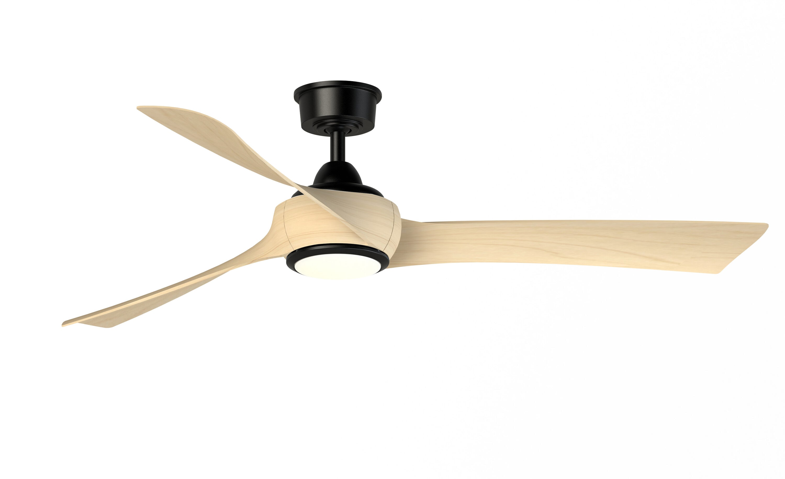 Fanimation Wrap Custom 60-in Black with Natural Blades Color-changing Integrated LED Indoor/Outdoor Smart Ceiling Fan with Light and Remote (3-Blade) FPD8530BL-60N-LK Sansujyuku sansujyuku.com