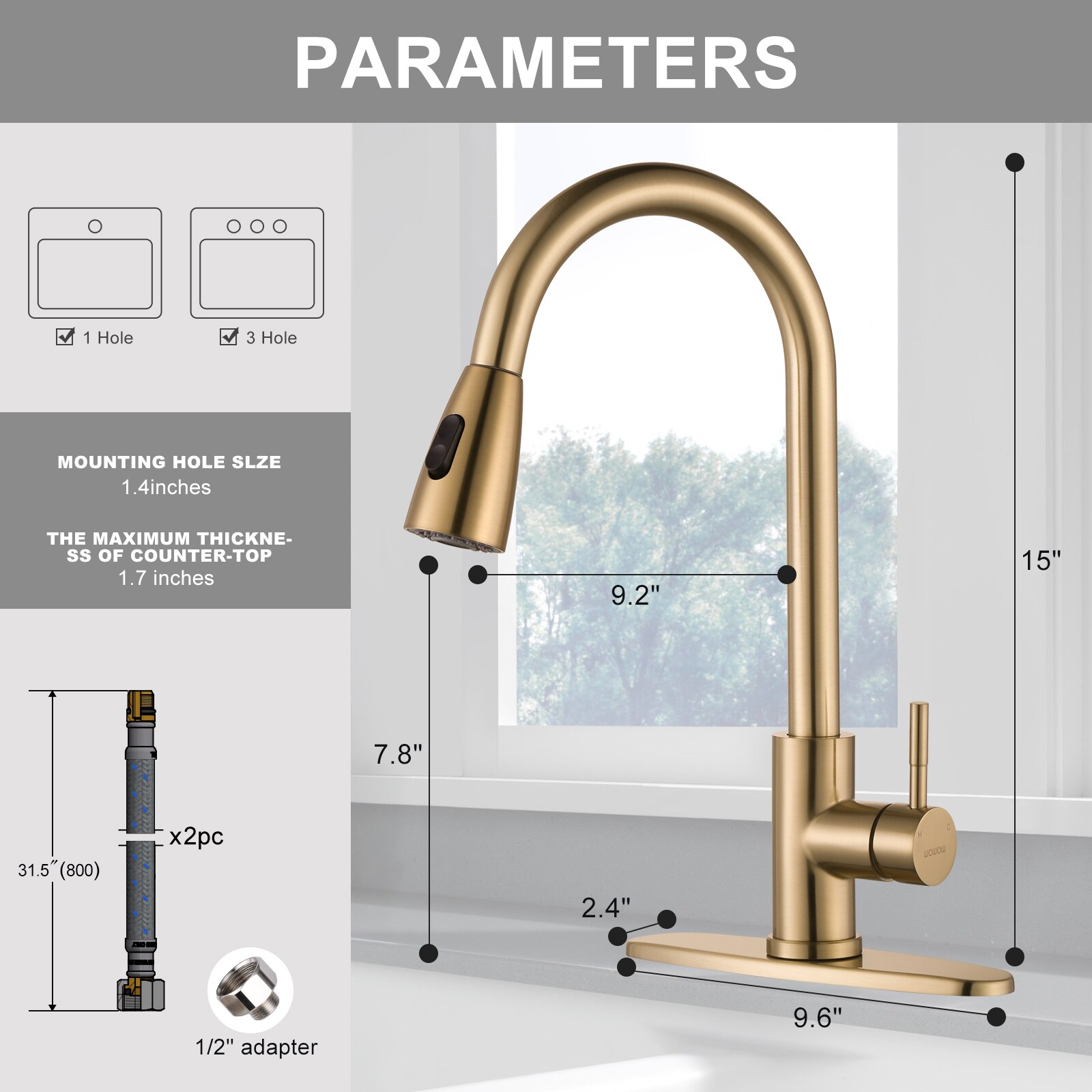 WOWOW 2310301G-AMUS Kitchen-Faucets - View #5