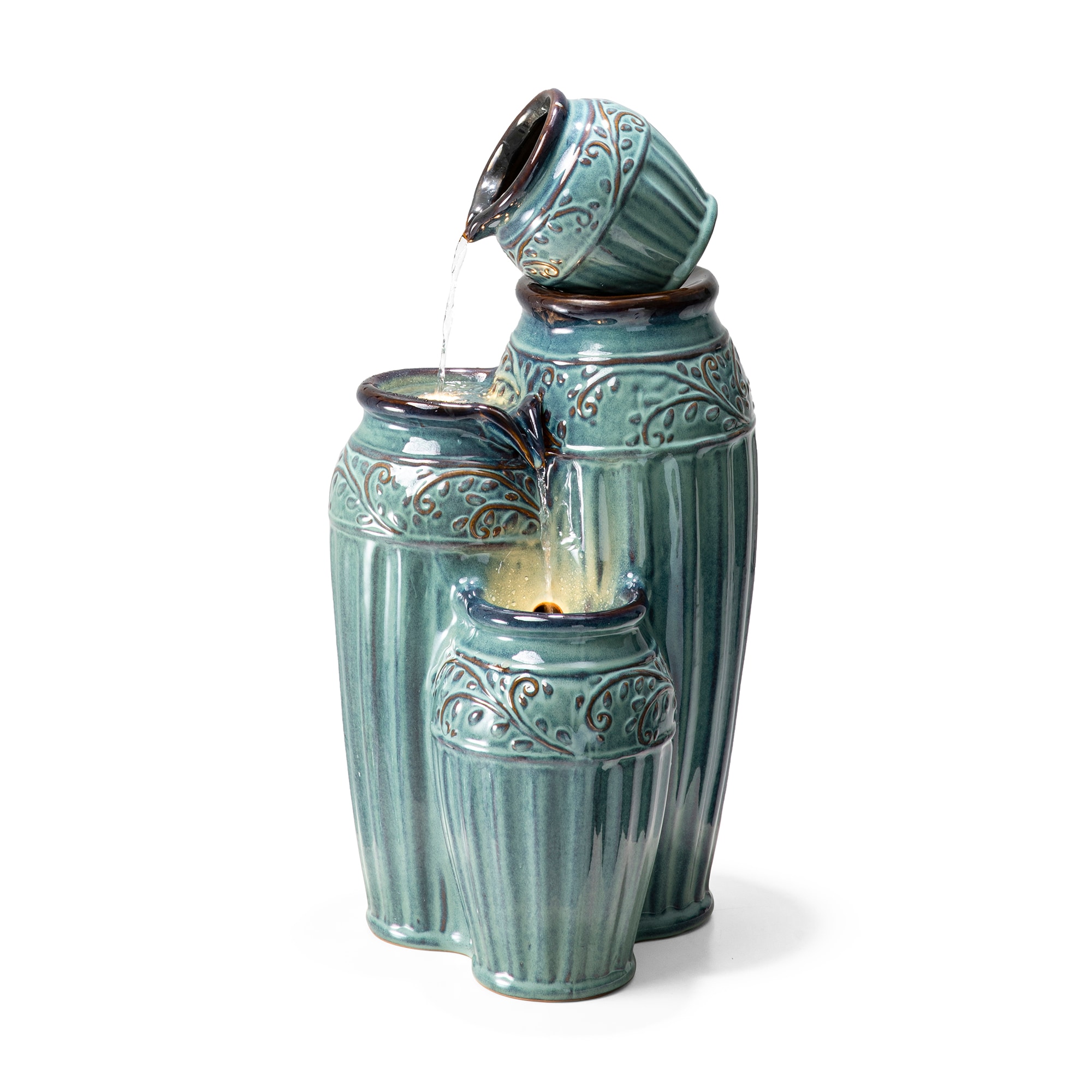 Glitzhome JT2007300049 27.25-in H Resin Electric Powered Tiered Outdoor Fountain Pump Included