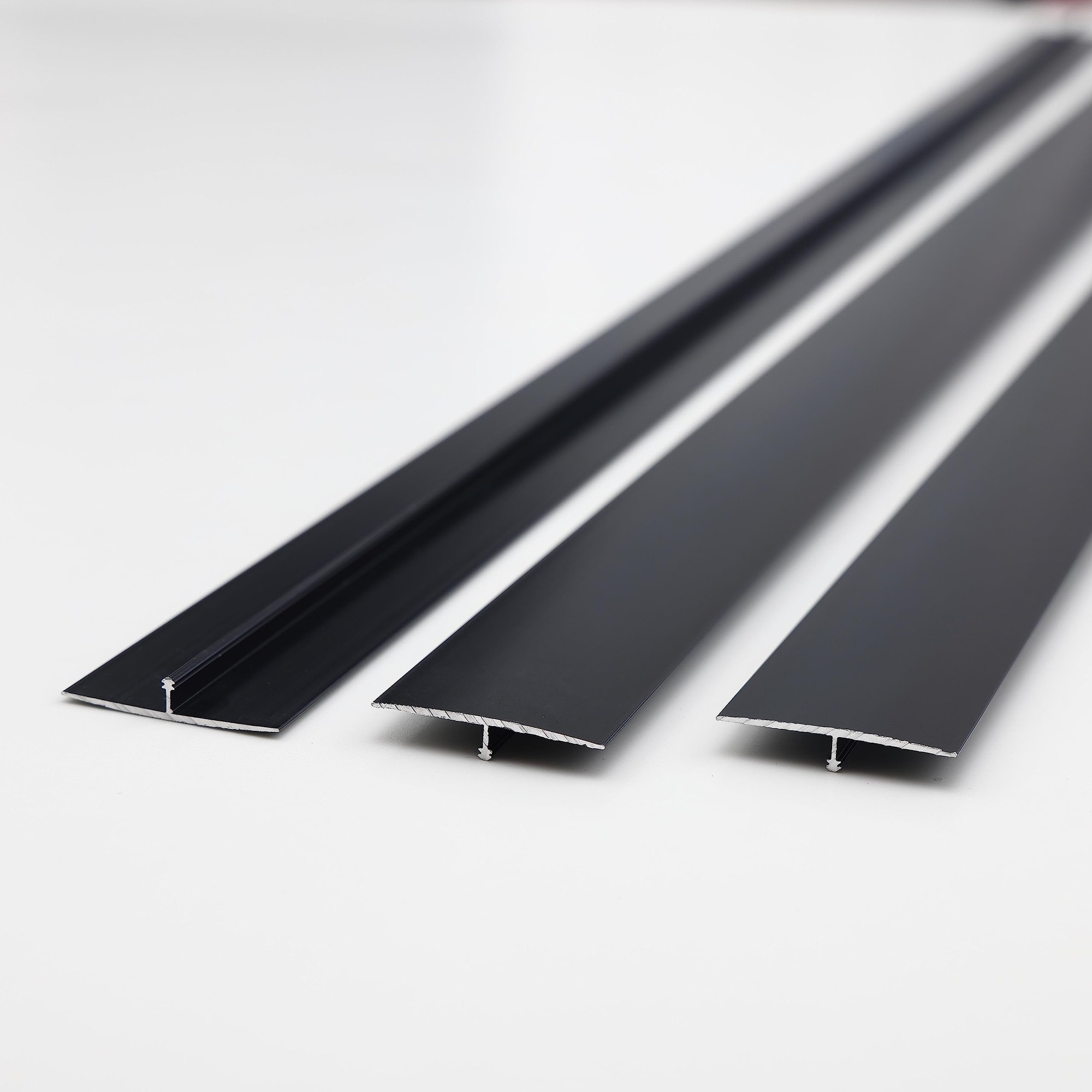 Angel Sar 3 Pack 2.9 FT x 1.6 Inch Matte Black Aluminum T Molding Transition Strip for Laminate Vinyl Floor Rubber