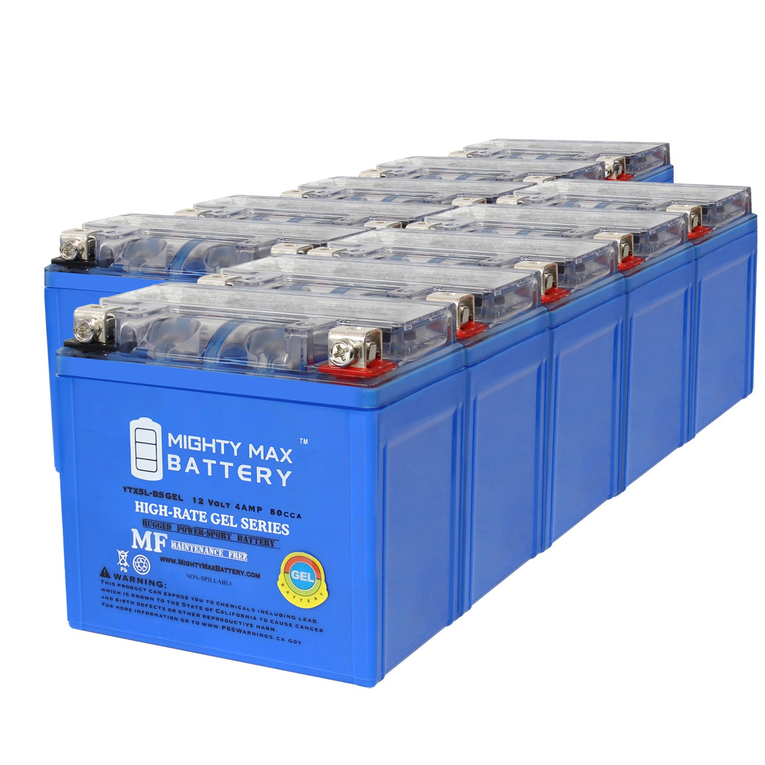 Mighty Max Battery MAX3998341 YTX5L-BSGEL 12V 4AH Husqvarna FE350S 16 Rechargeable Sealed GEL 1240 Backup power Batteries 10 -Pack