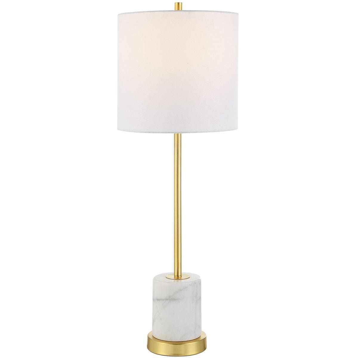 Uttermost 2510759 30166-1 Turret Table Lamp Brushed Gold and White Marble