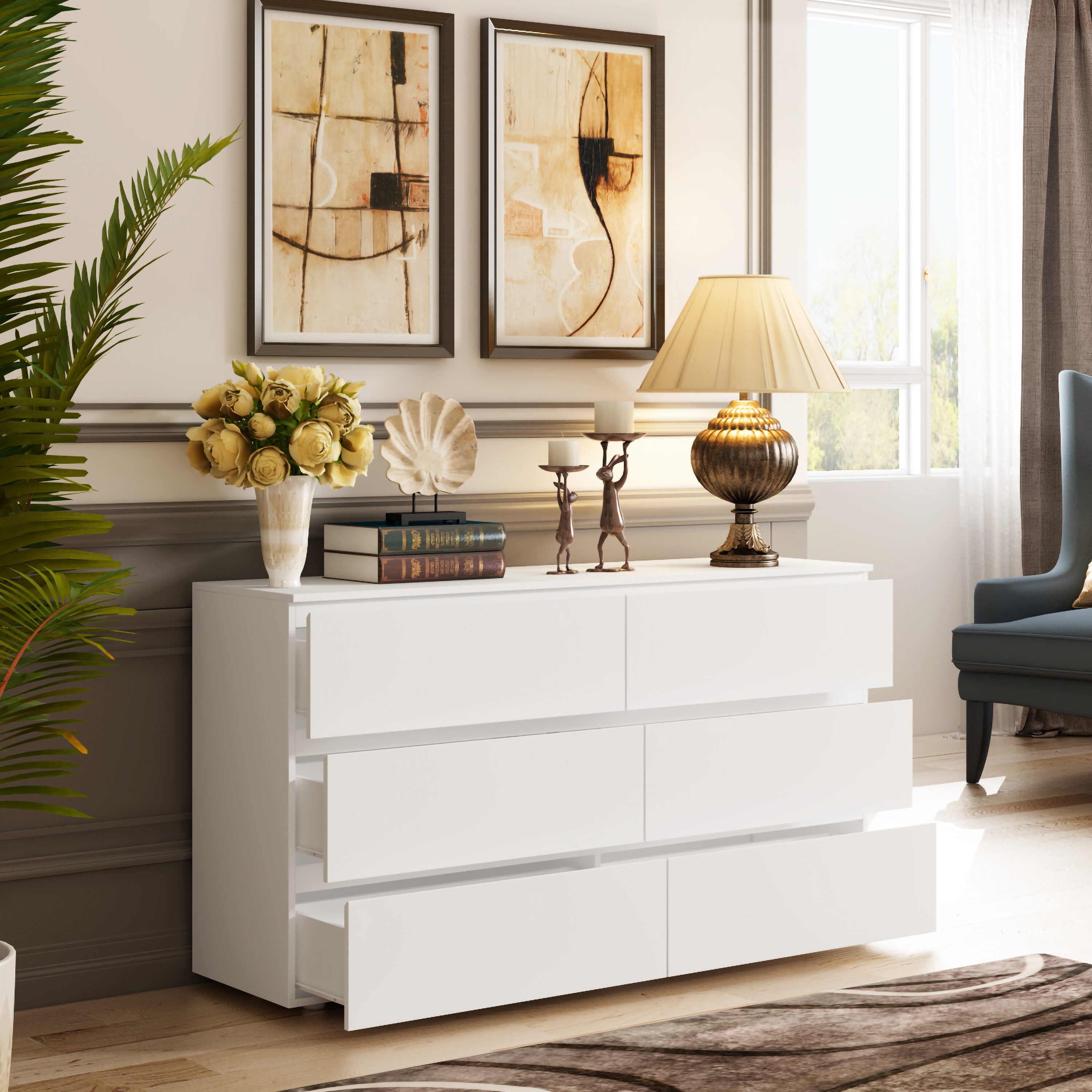 Modern chest of on sale drawers white